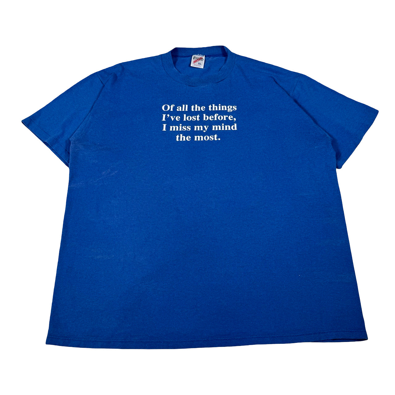 Jerzees Blue Text T-Shirt "I Miss My Mind" XL