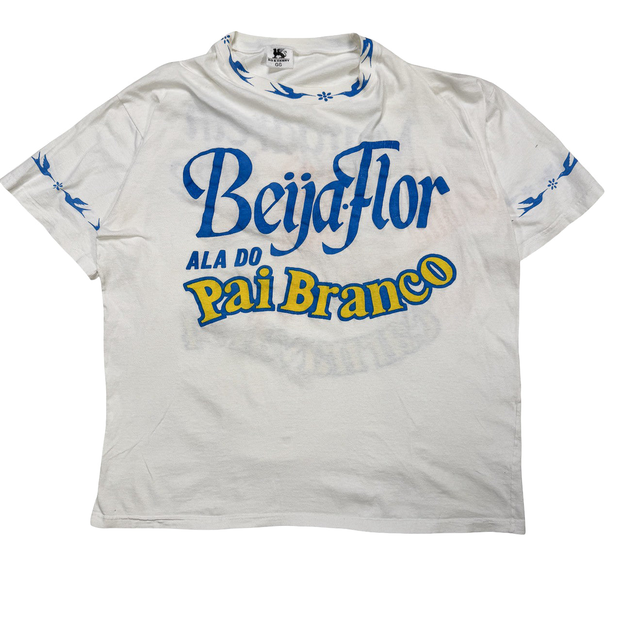 Vintage All Over Print Beija-Flor Pai Branco Tee