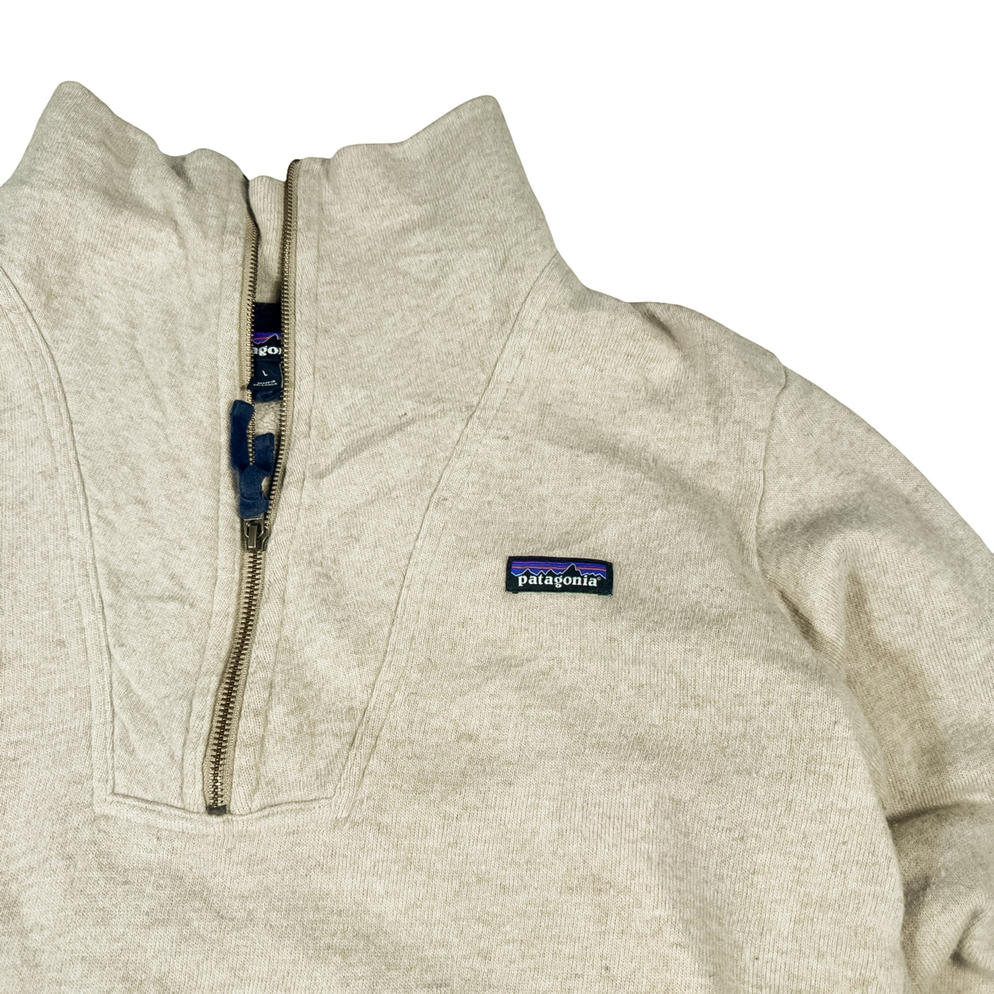Patagonia Beige Quarter-Zip Fleece Sweatshirt L