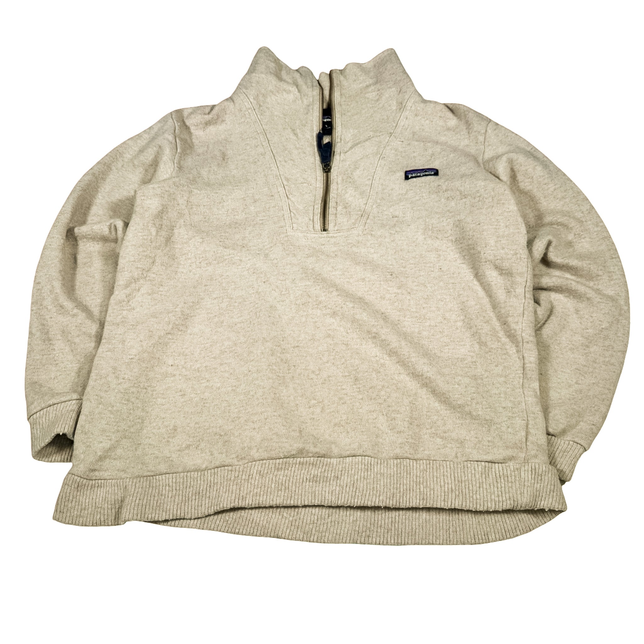 Patagonia Beige Quarter-Zip Fleece Sweatshirt L