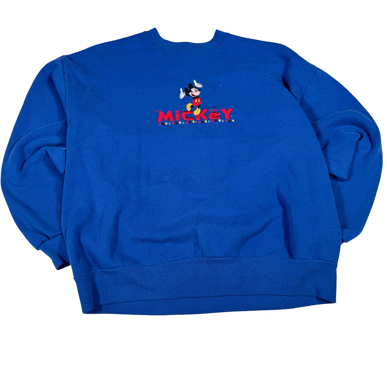 Mickey Mouse Blue Sweatshirt with Red Embroidered Logo XL