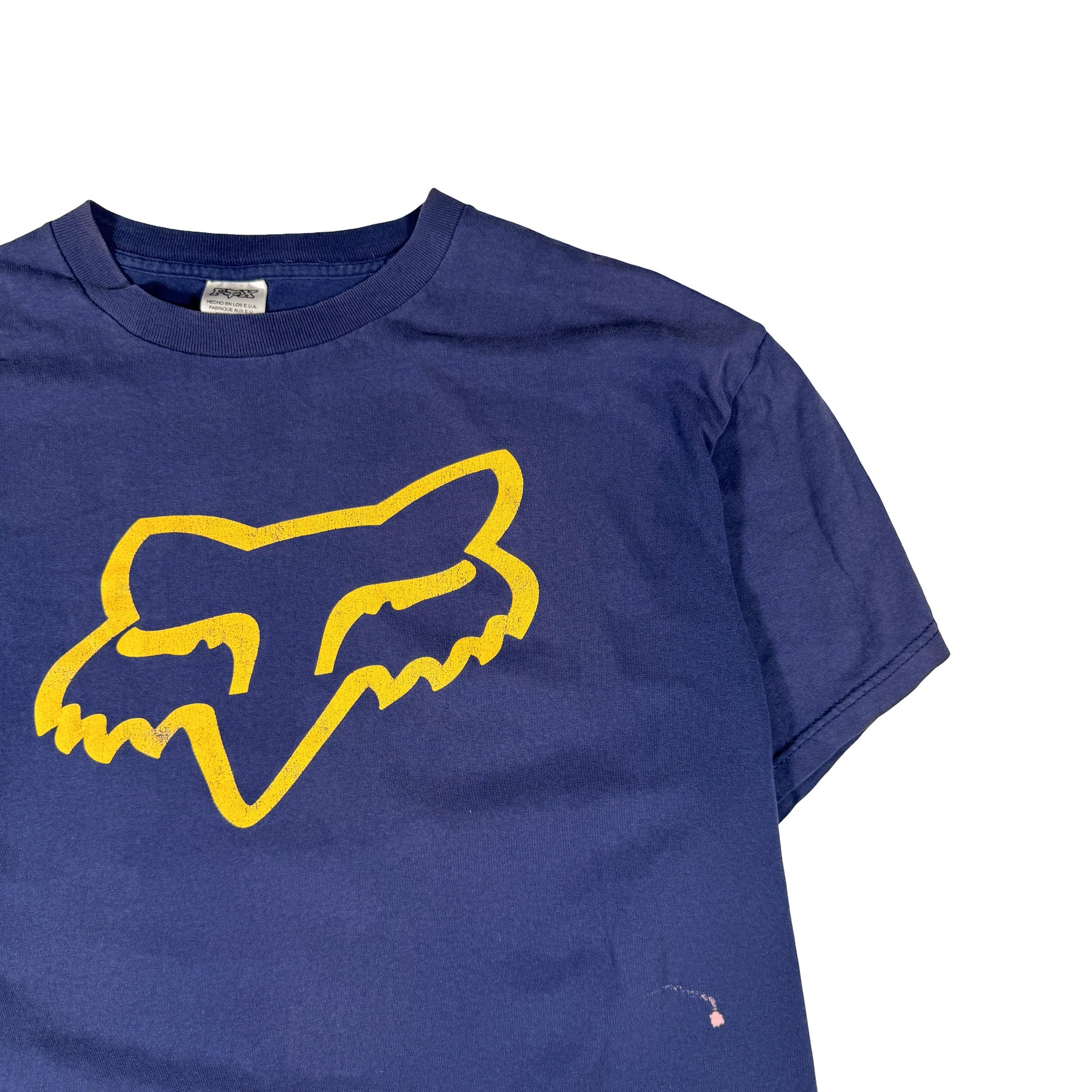 Fox Yellow Logo Single Stitch Made in USA Tee L