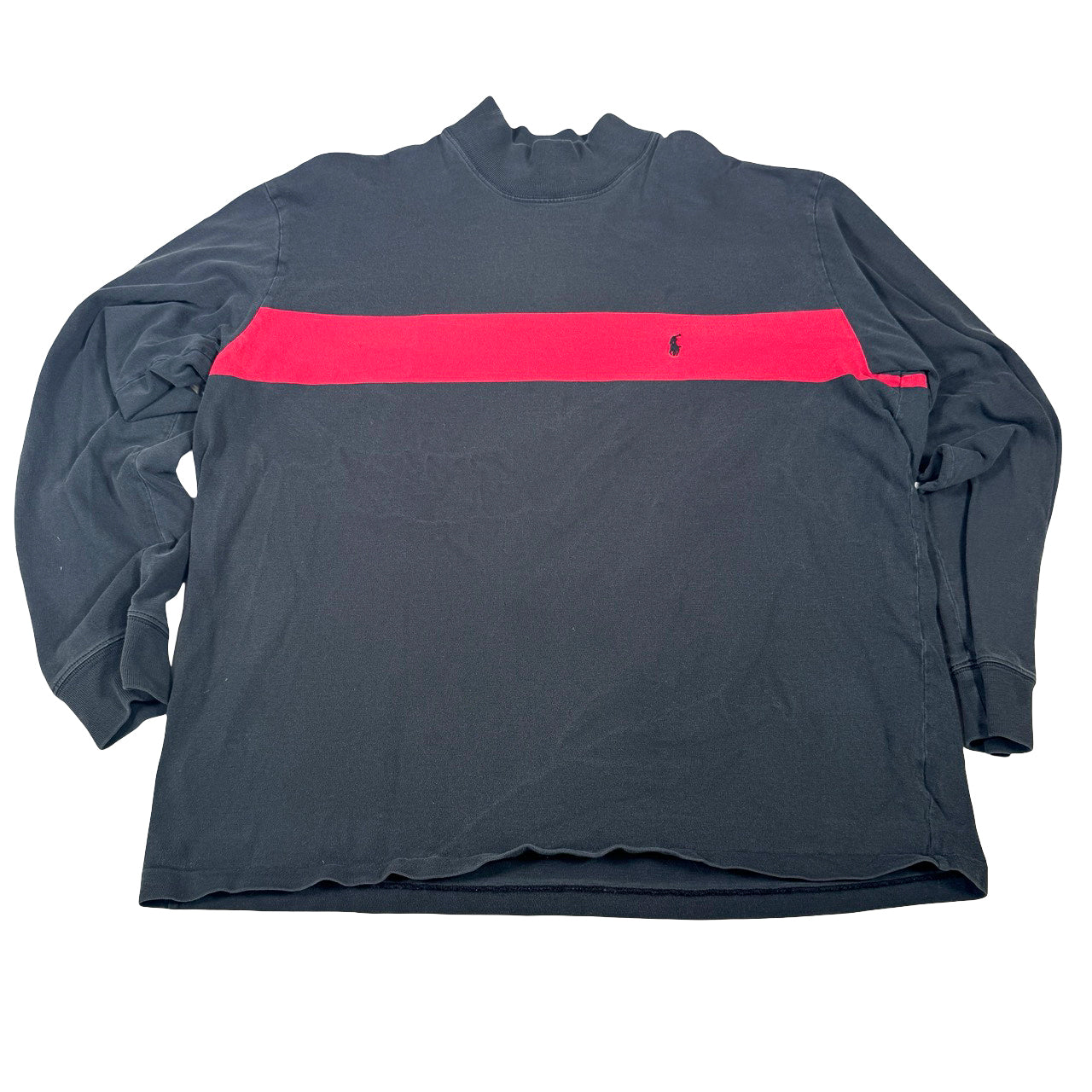 Ralph Lauren Red Striped Sweatshirt — Y2K Black Long Sleeve XL