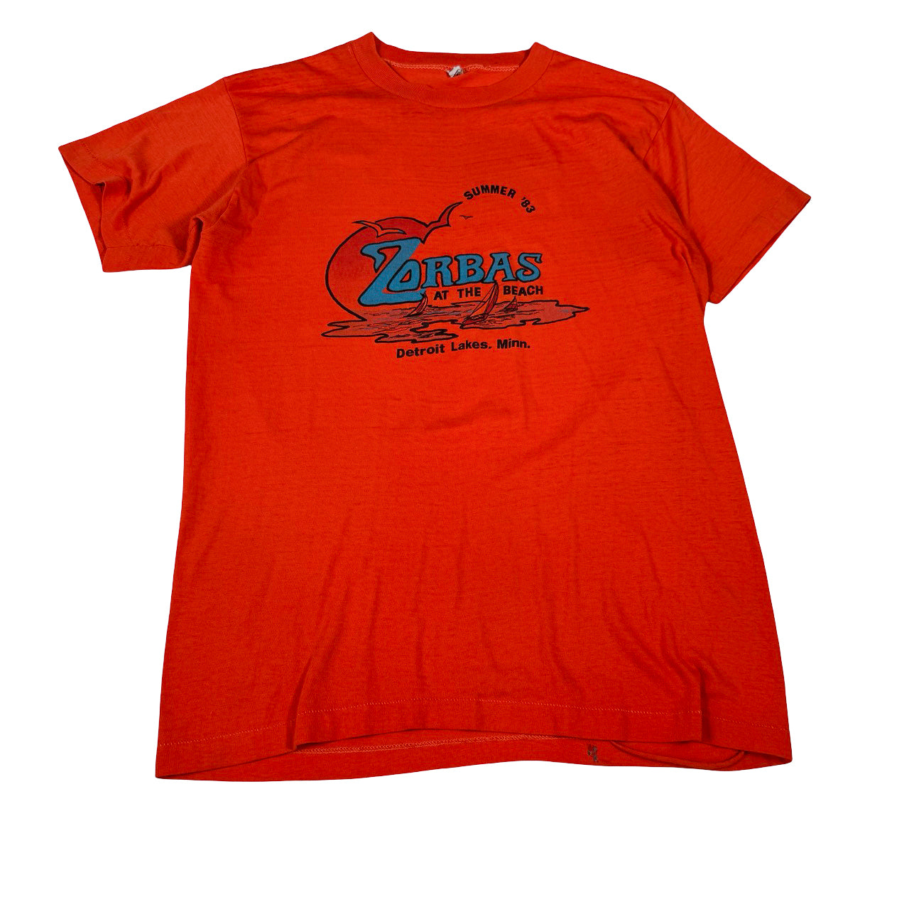Zorbas Vintage T-Shirt — 1990s Detroit Lakes Minnesota Beach Tee 18x26