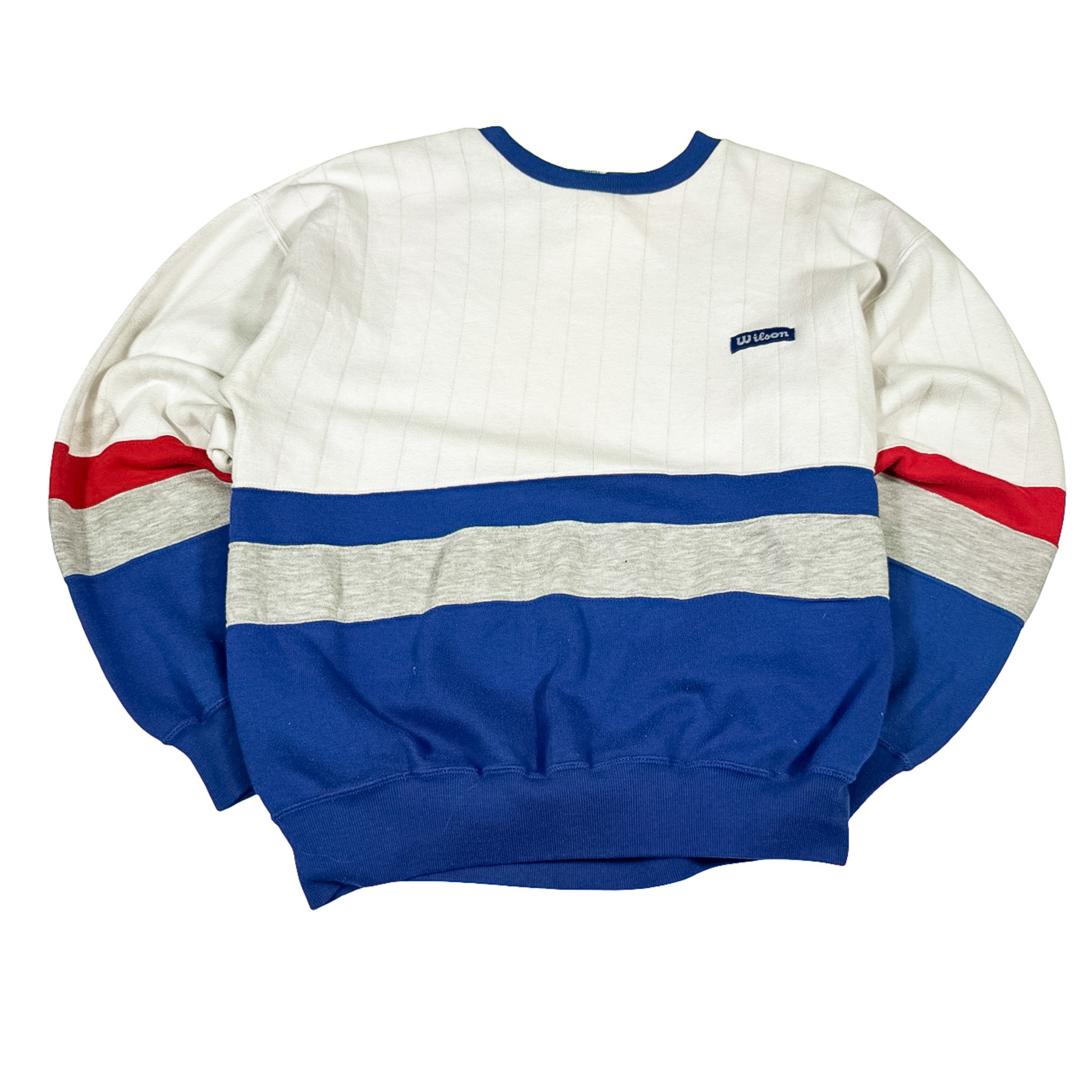 Wilson Crewneck Sweatshirt Blue Grey Red Accents Size S