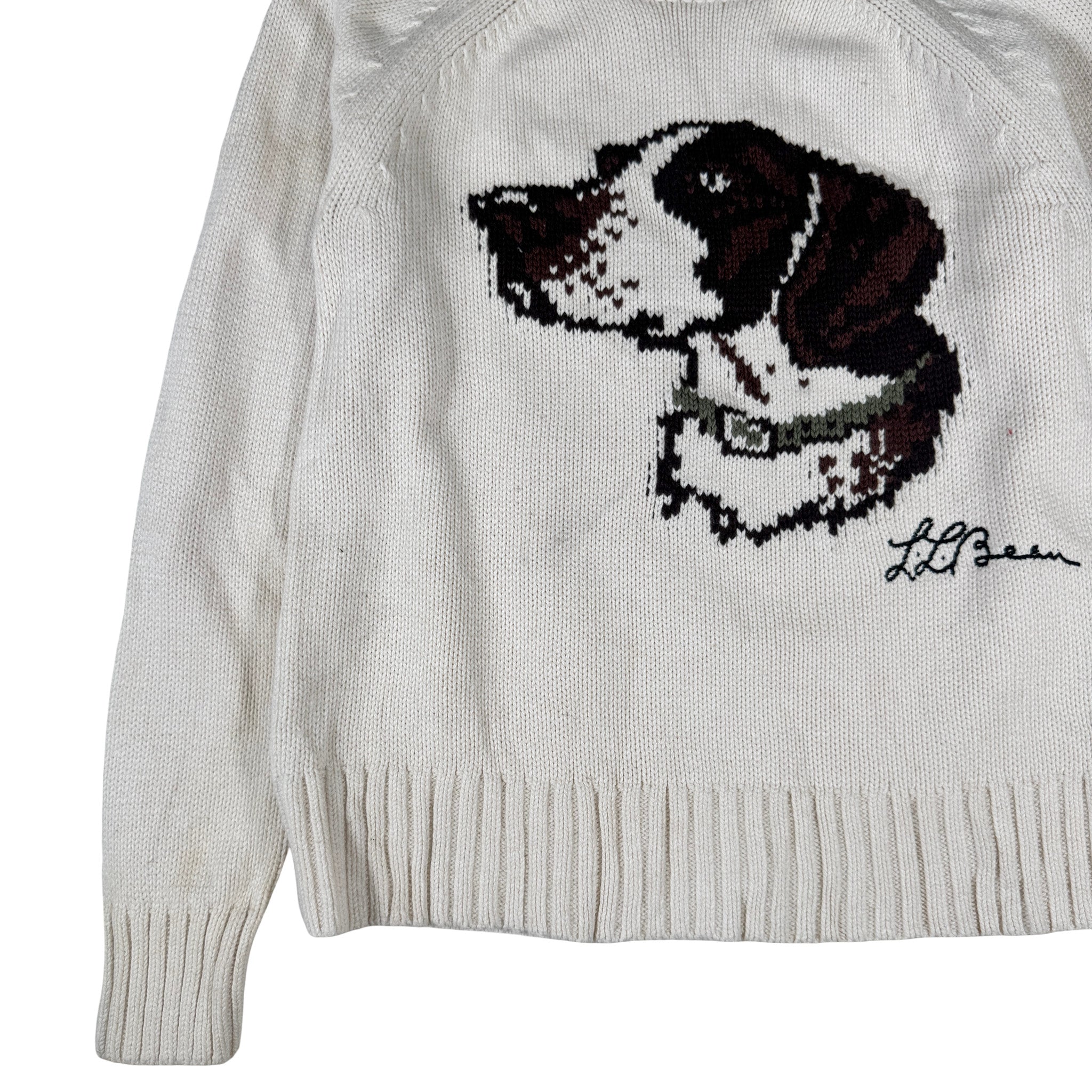 LL Bean Embroidered Chain Stitch Dog Crewneck Sweatshirt