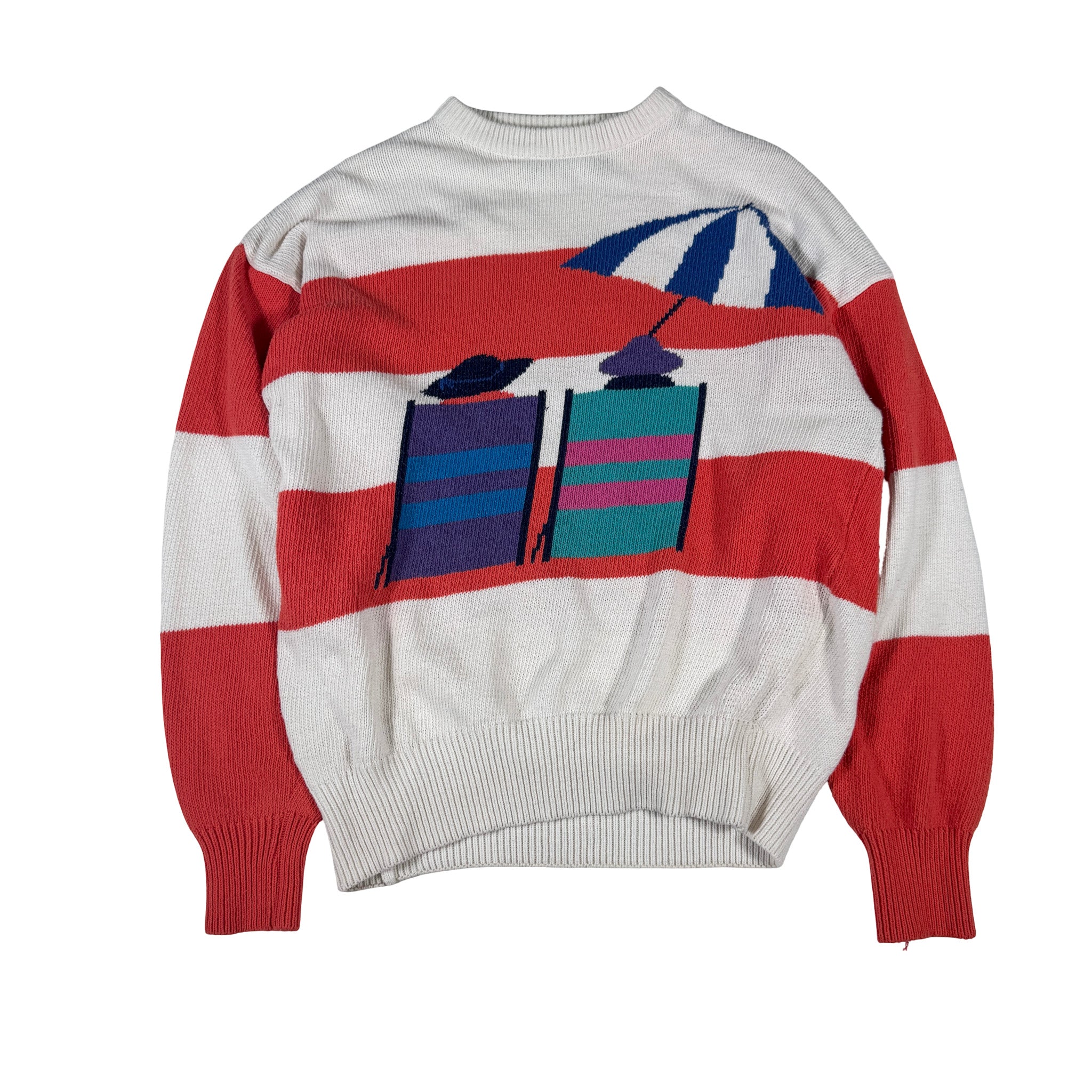 Fiori Blu Embroidered Chain Stitch Beach Chair Sweatshirt M