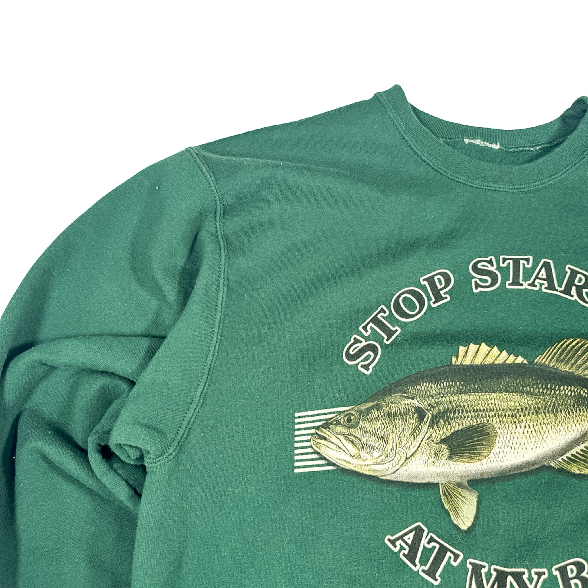 Bass Dark Green Crewneck Sweatshirt Stop Staring at my Bass Size 22x26
