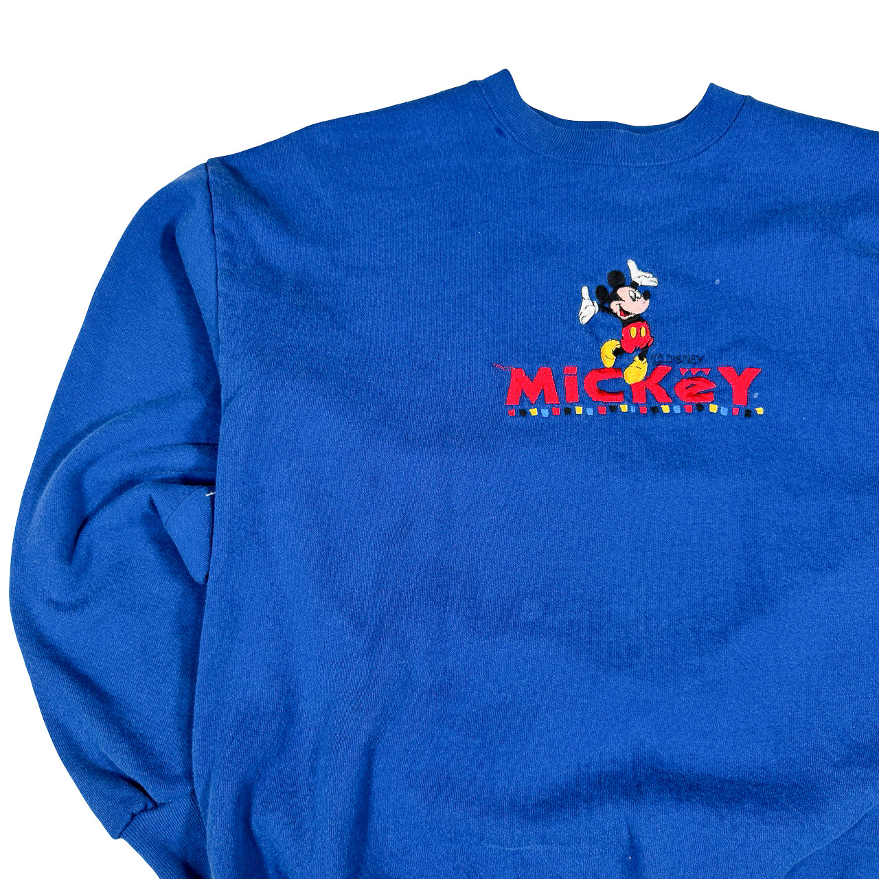Mickey Mouse Blue Sweatshirt with Red Embroidered Logo XL