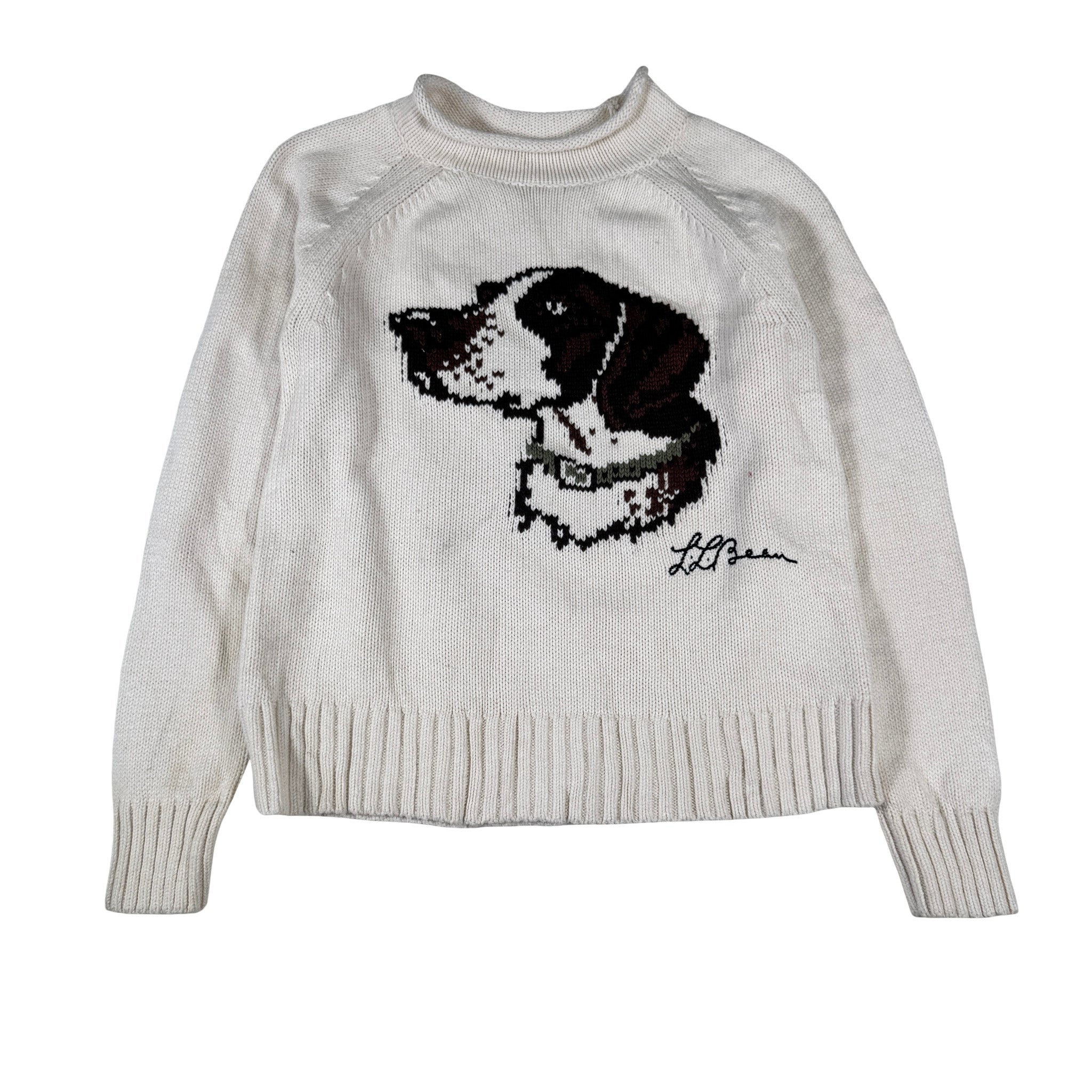 LL Bean Embroidered Chain Stitch Dog Crewneck Sweatshirt