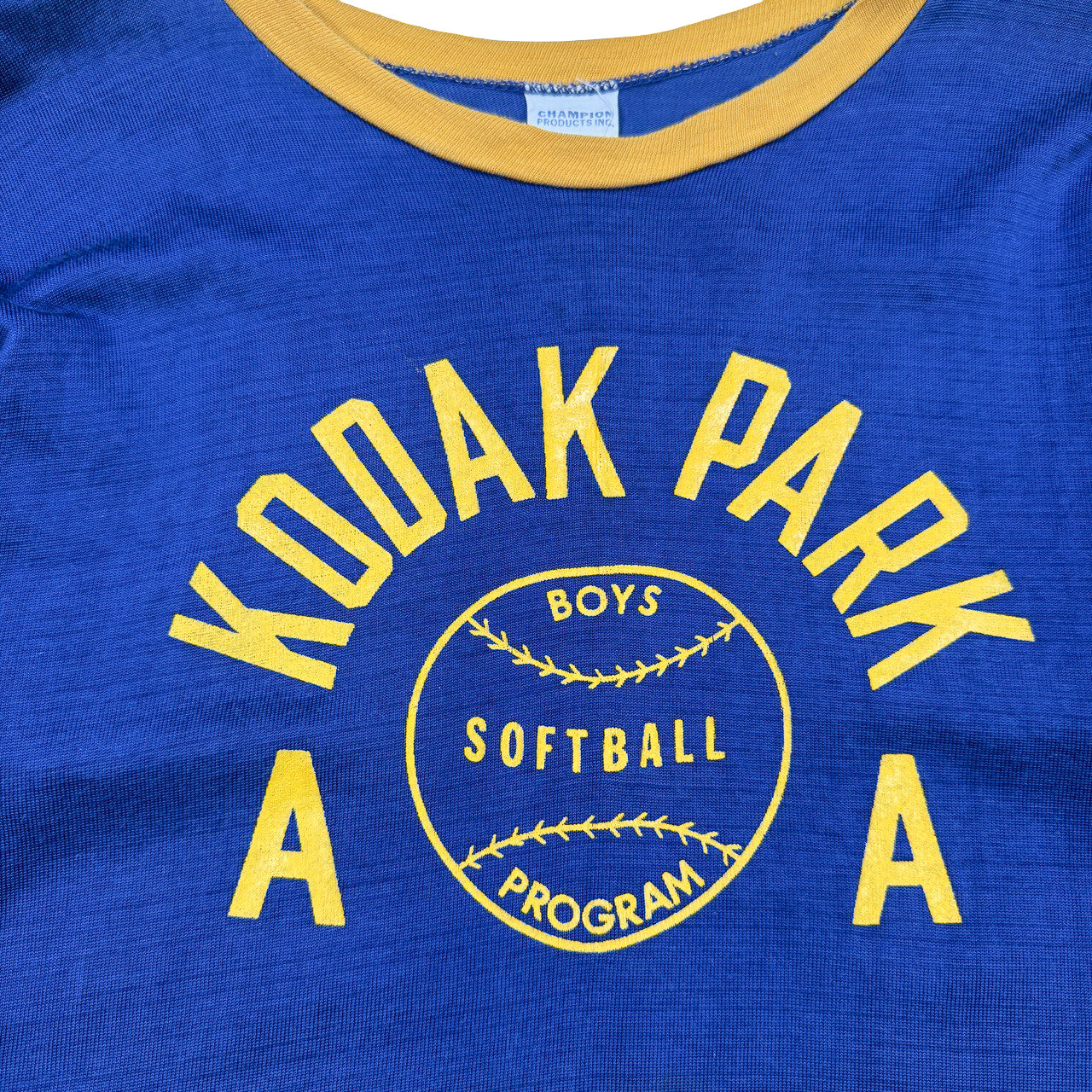 Vintage Champion Kodak Park Softball Ringer Tee L