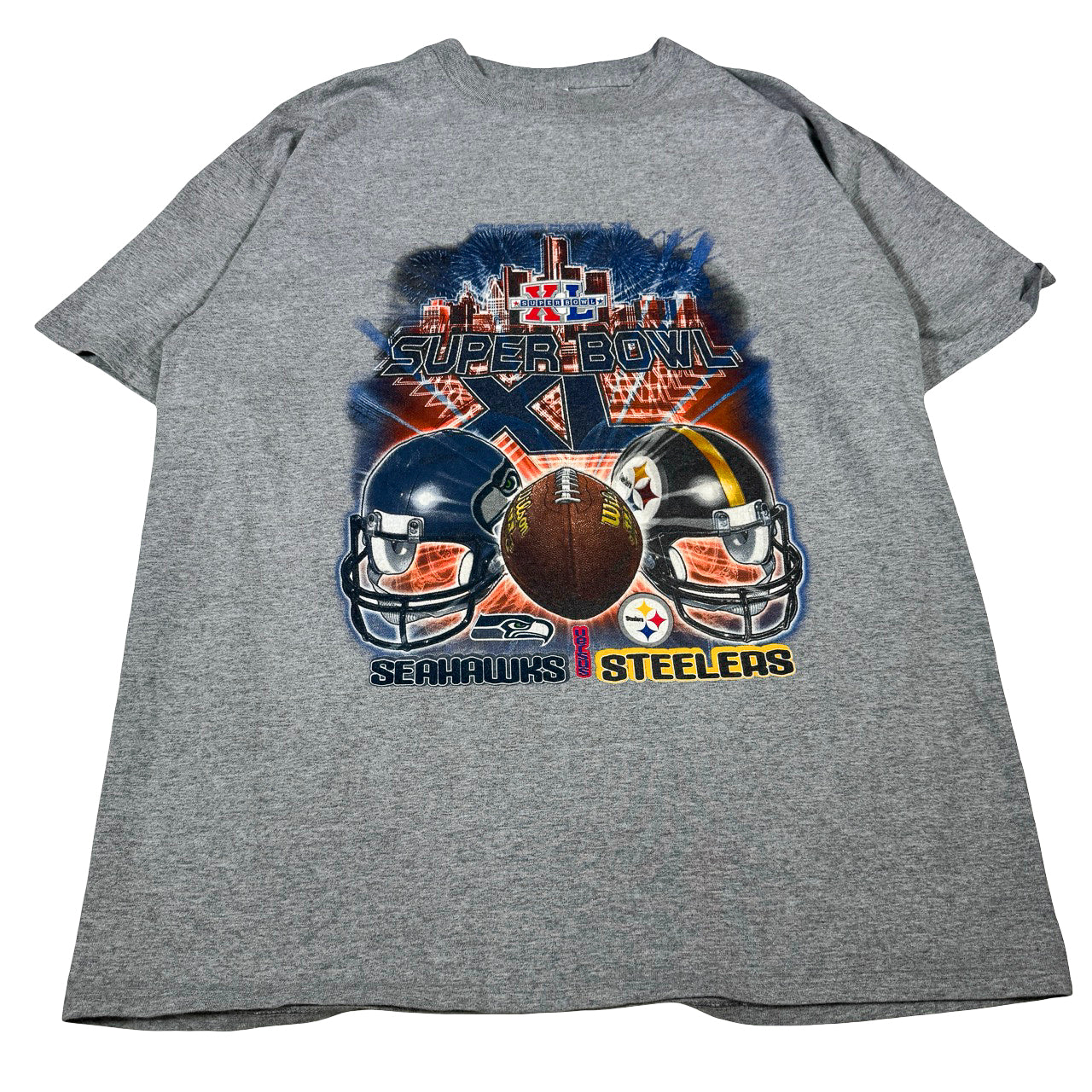 NFL Super Bowl XL Seahawks vs Steelers Graphic Tee Size L