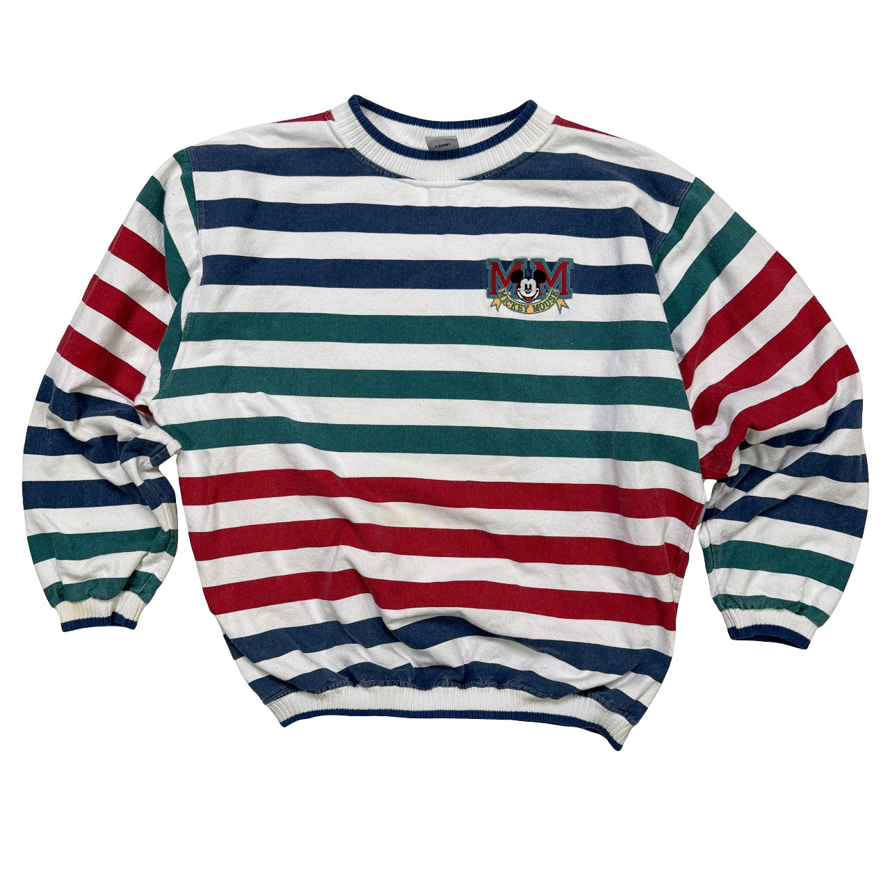 Vintage Disney Mickey Mouse Striped Crewneck