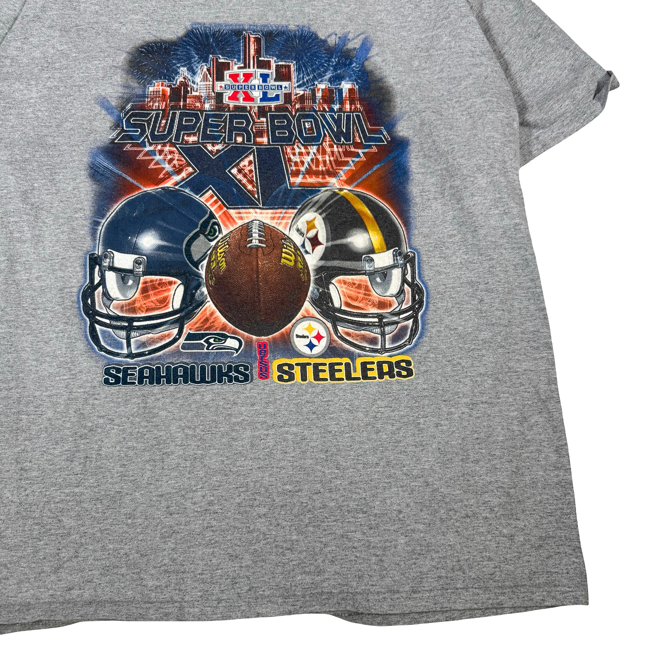 NFL Super Bowl XL Seahawks vs Steelers Graphic Tee Size L