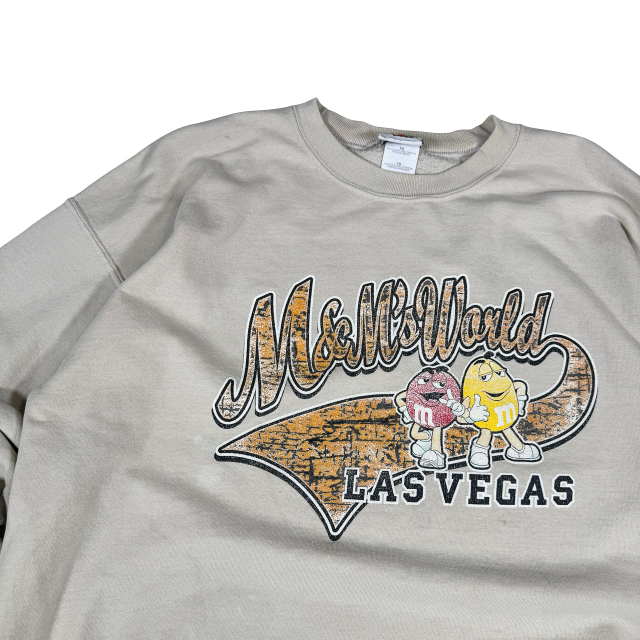 M&M M&Ms World Las Vegas Print Sweatshirt — 1990s Beige XL