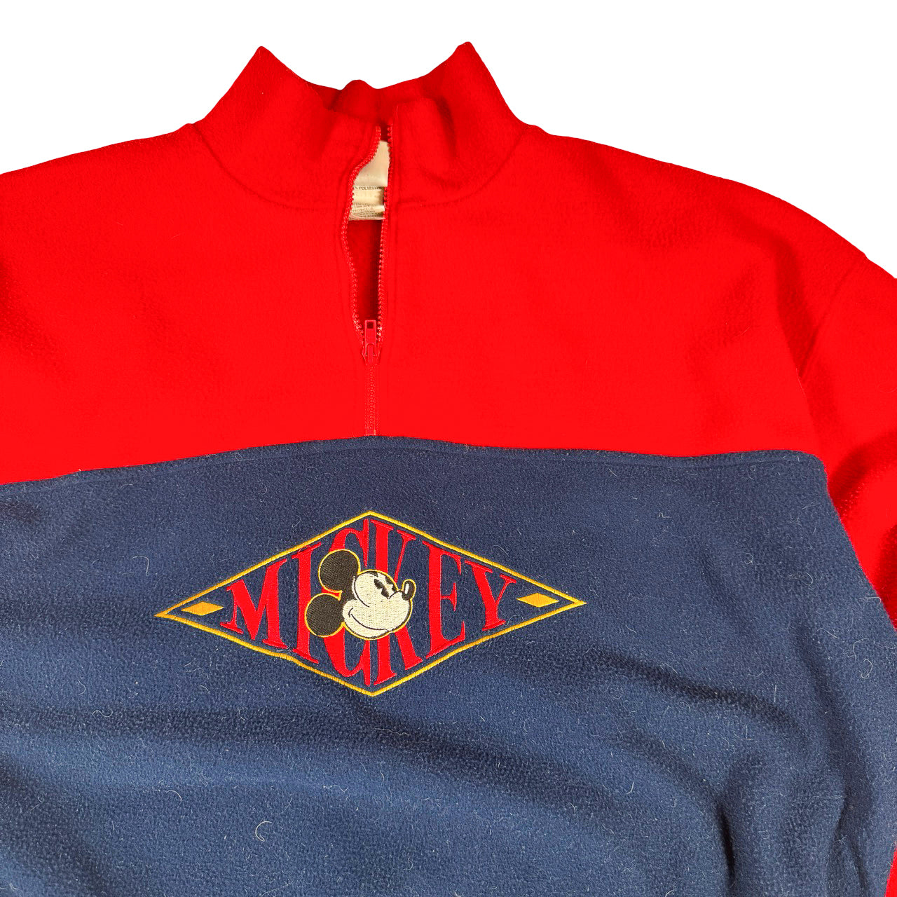 Walt Disney Mickey Mouse Quarter-Zip — 1990s Navy Fleece Sweatshirt L