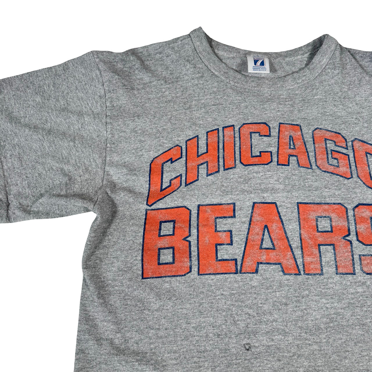 Logo Chicago Bears Tee — 1990s Orange Lettering Gray Cotton 21x24