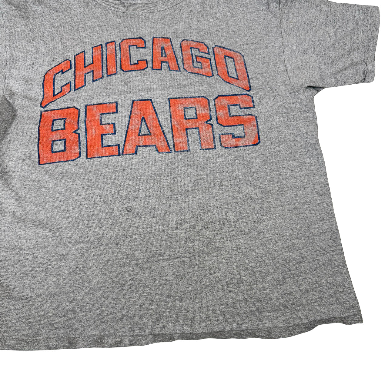 Logo Chicago Bears Tee — 1990s Orange Lettering Gray Cotton 21x24