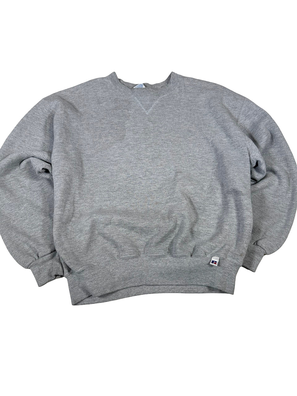 Russell Athletics Grey Crewneck — Y2K Plain Sweatshirt Large