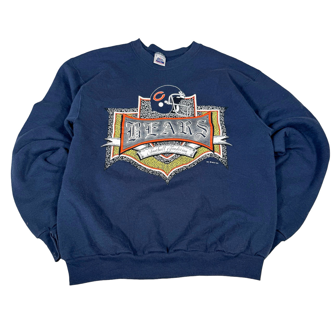 BVD Chicago Bears Crewneck — 1990s Navy & Mustard Sweatshirt Large