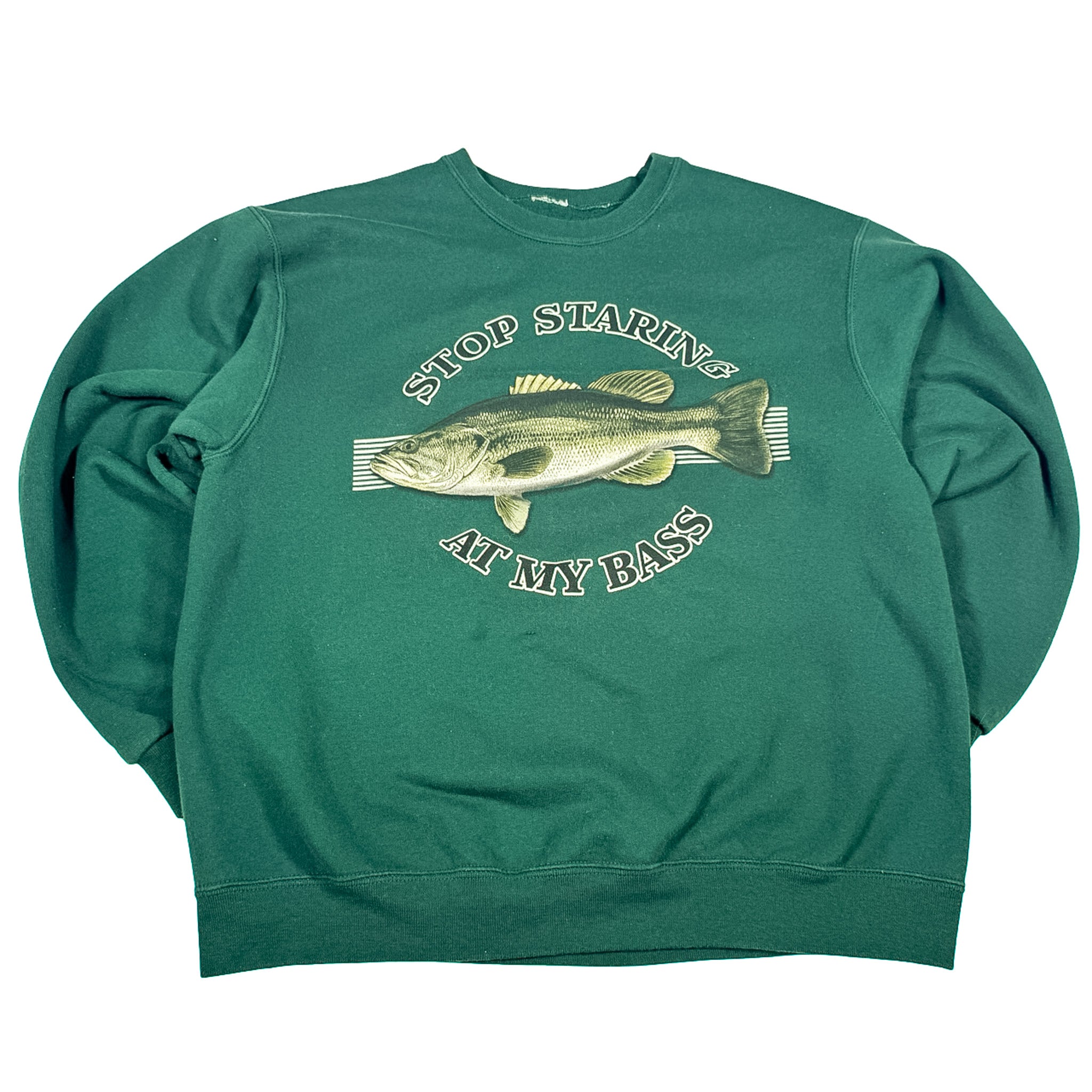 Bass Dark Green Crewneck Sweatshirt Stop Staring at my Bass Size 22x26