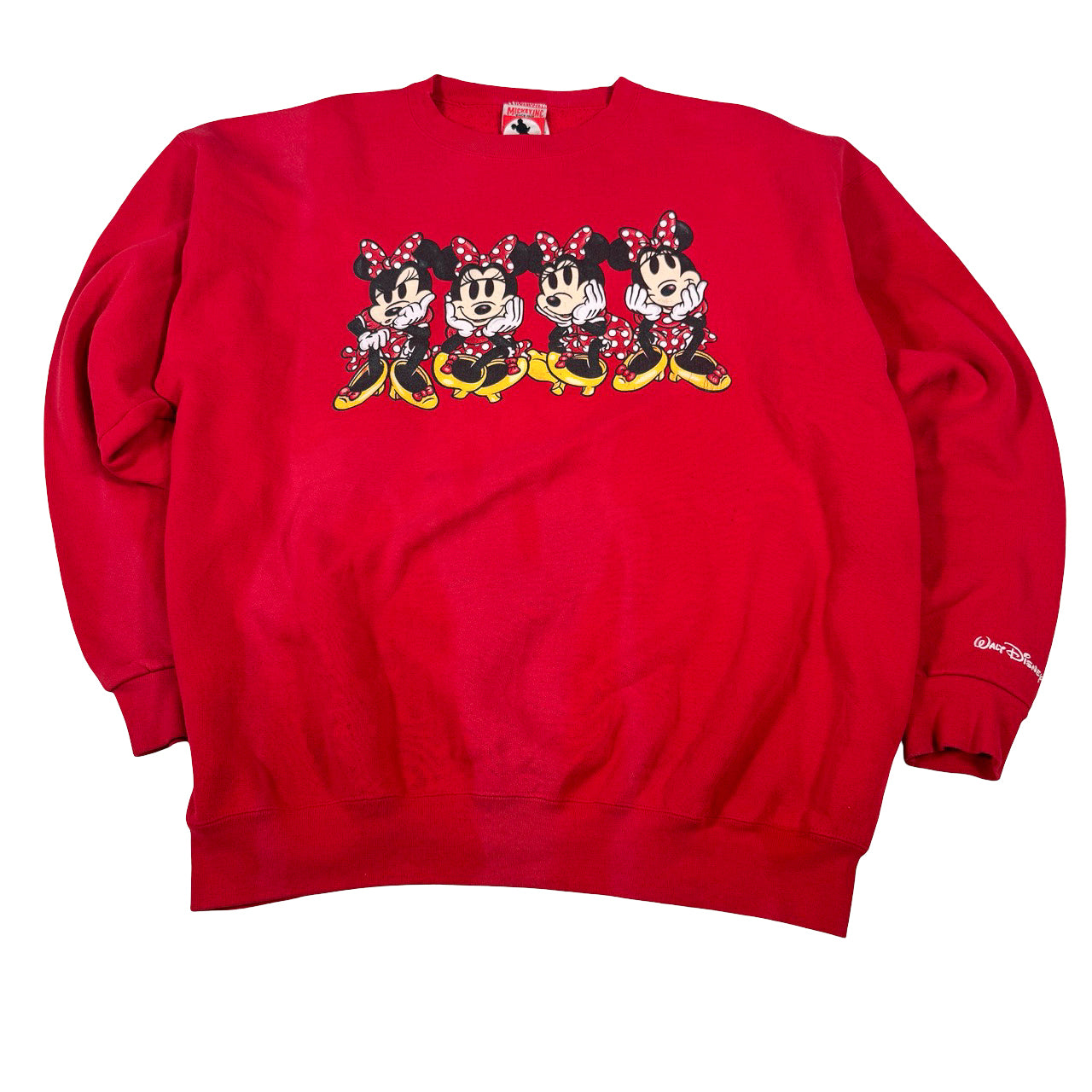 Mickey Inc Minnie Mouse Crewneck — 1990s Red & Black Sweatshirt XXL