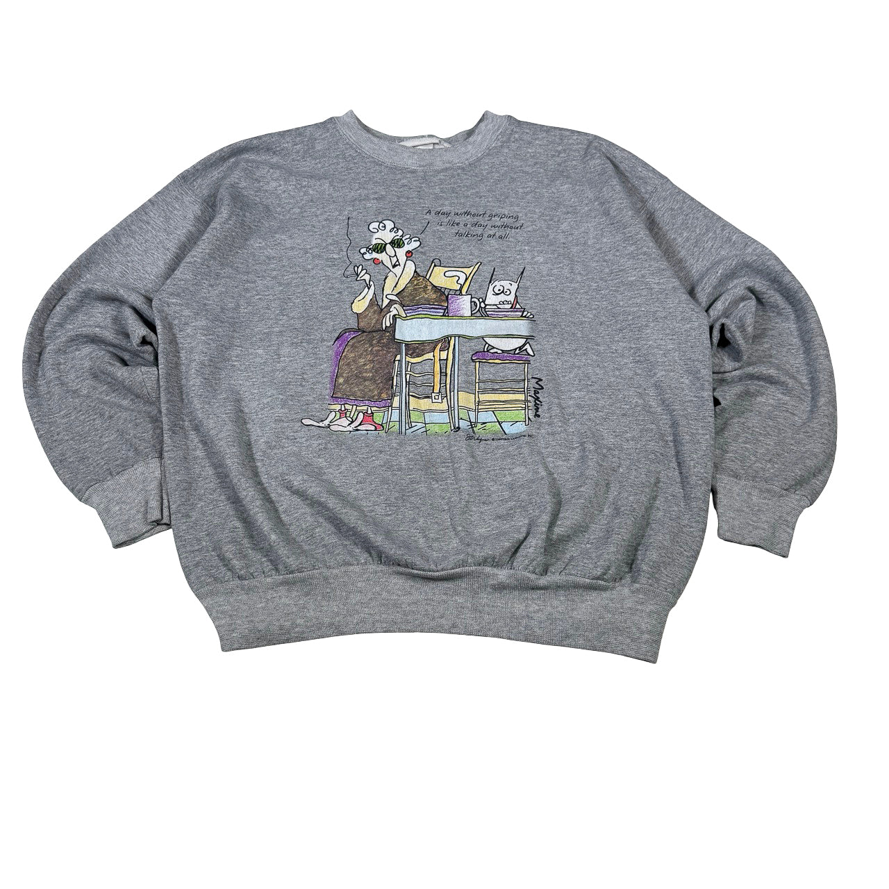 Granny Comic Print Gray Sweatshirt L