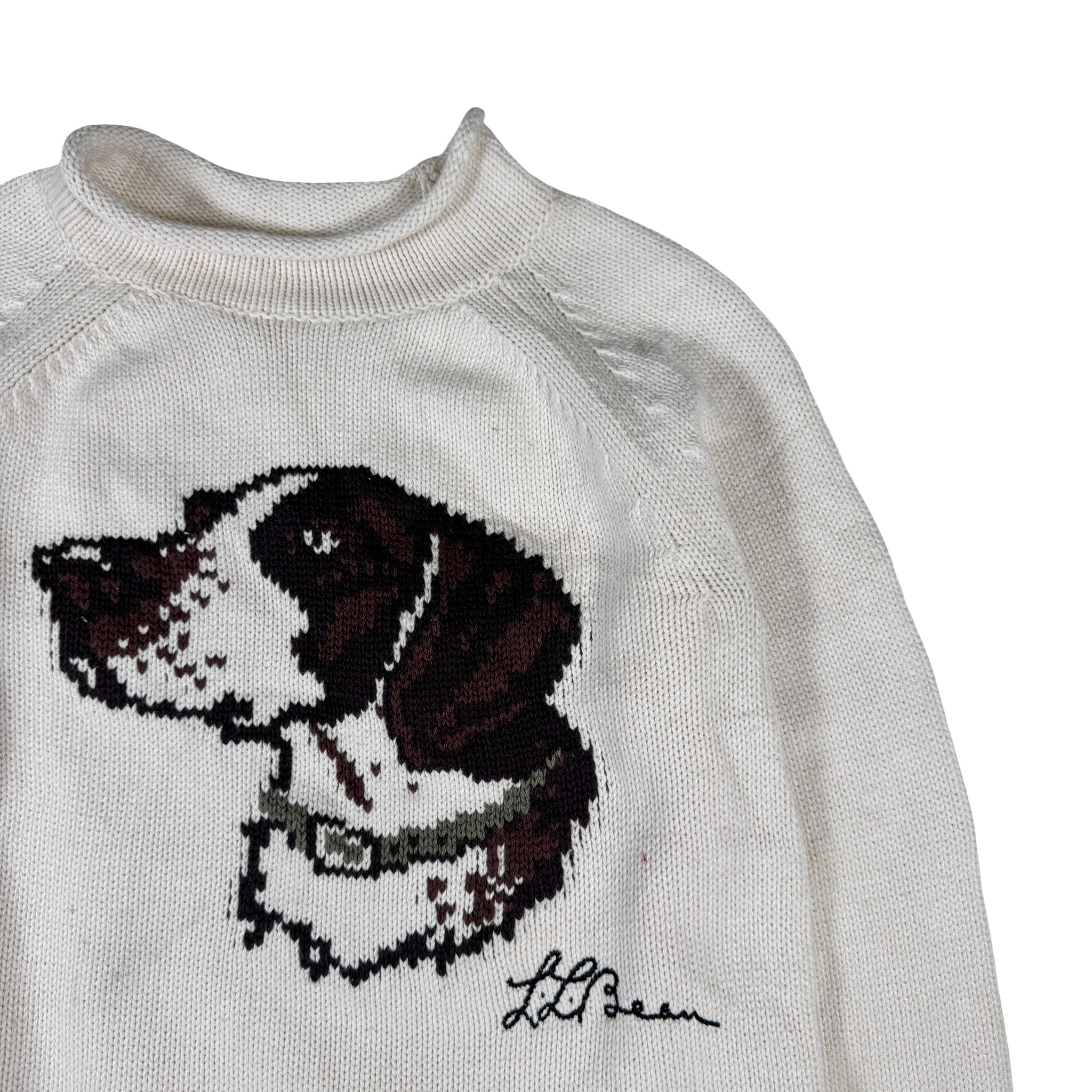 LL Bean Embroidered Chain Stitch Dog Crewneck Sweatshirt