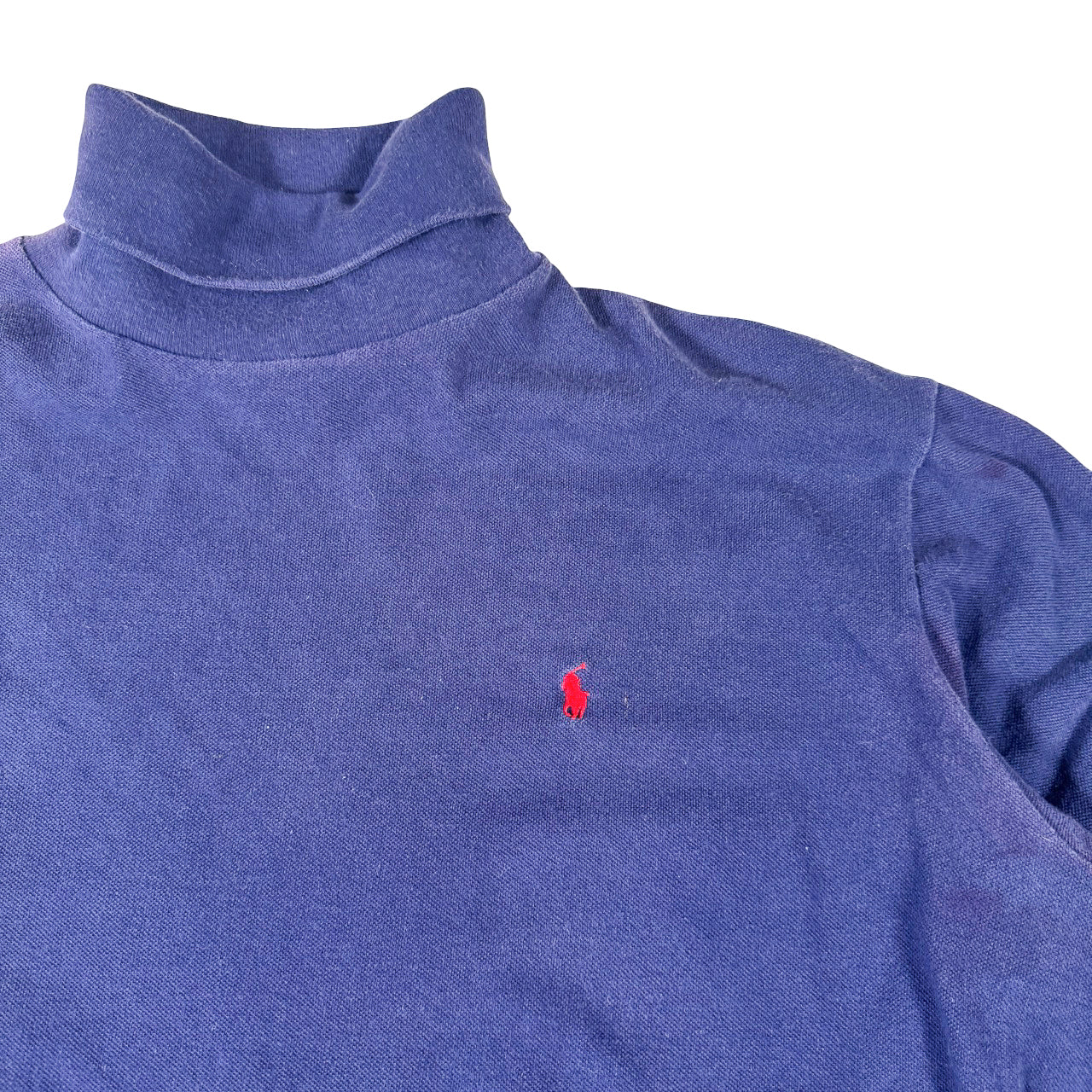 Ralph Lauren Navy Turtle Neck Sweatshirt — 1990s Red Logo XL