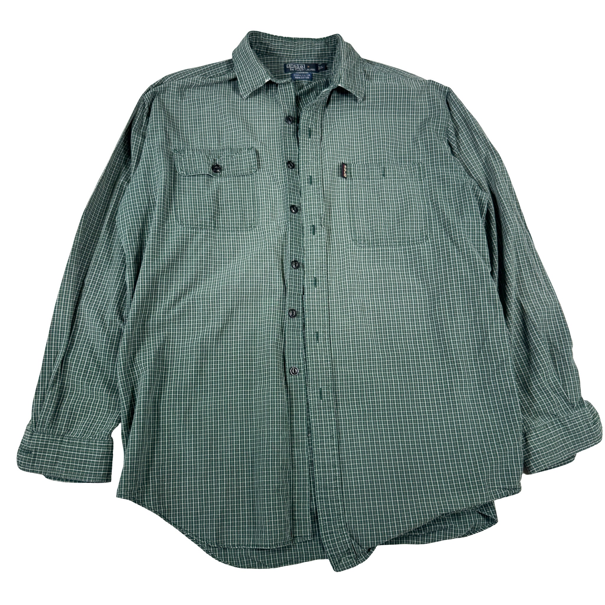 Ralph Lauren Green Plaid Button-up Long-sleeve L
