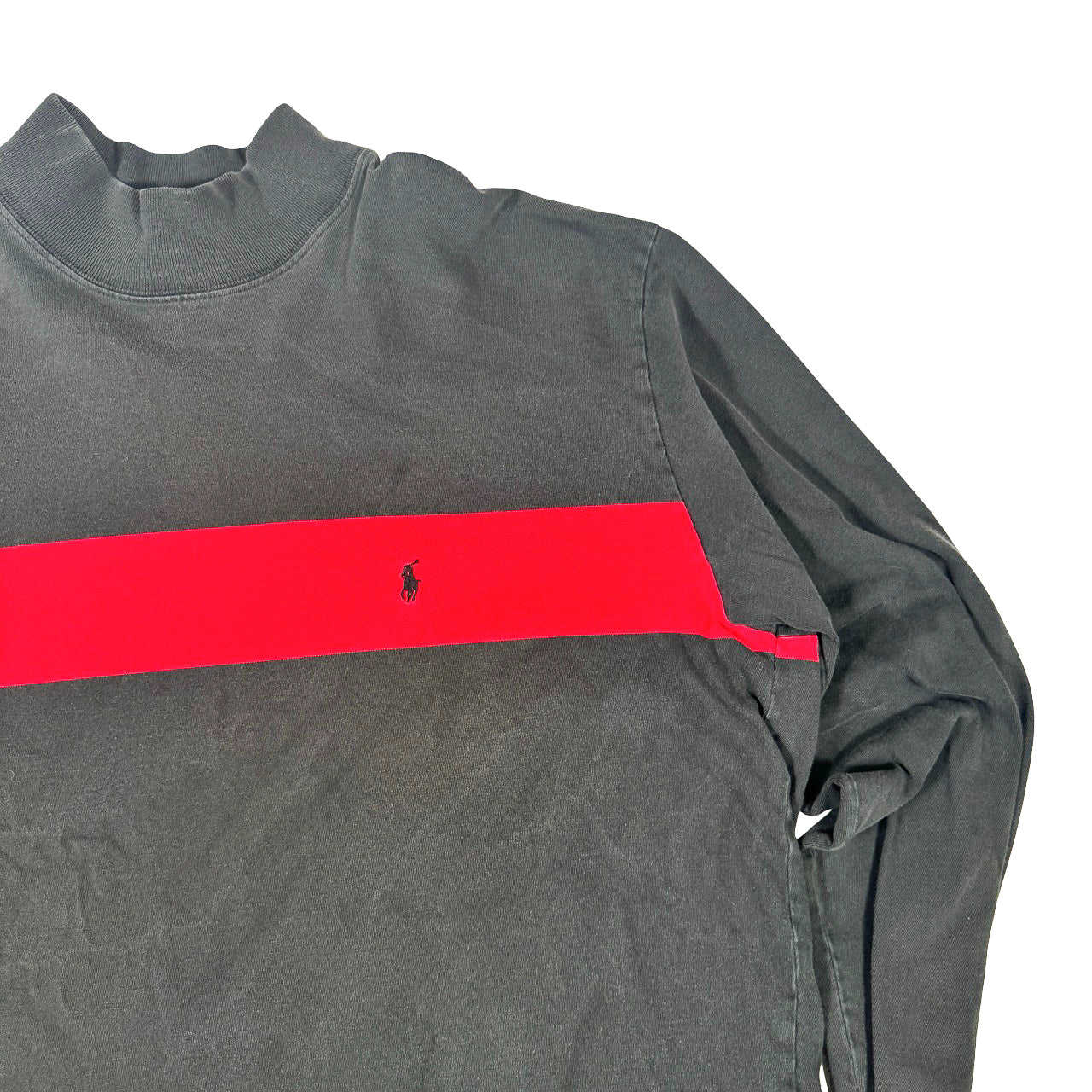 Ralph Lauren Red Striped Sweatshirt — Y2K Black Long Sleeve XL