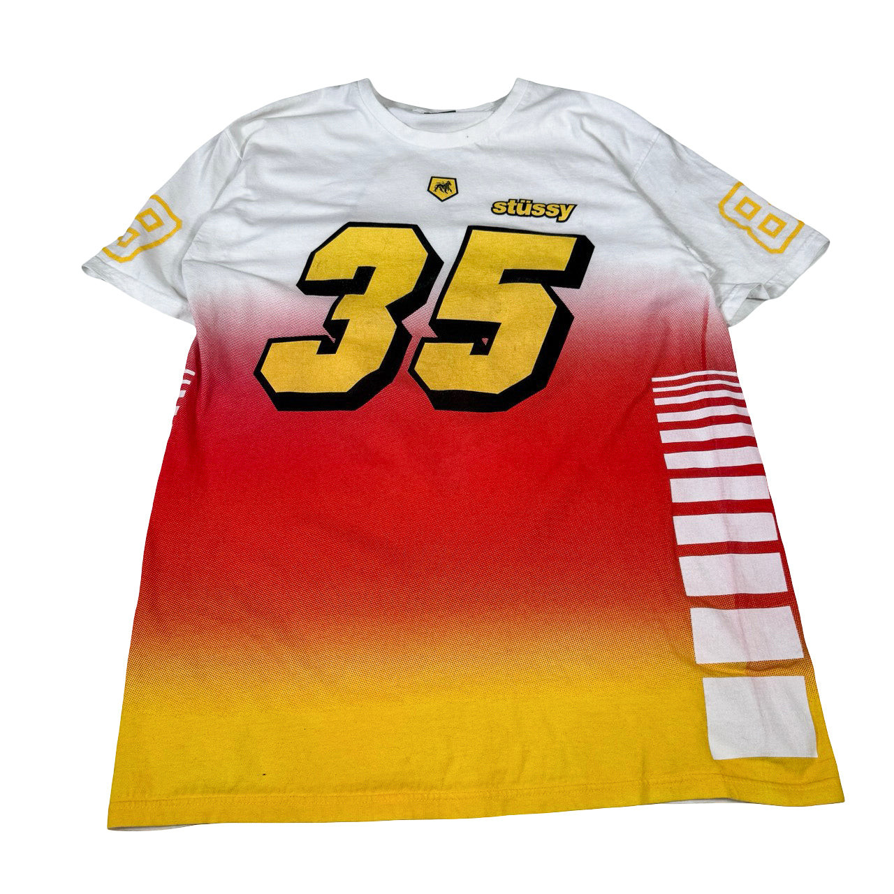 Stussy Studdy 35 Jersey Tee — 90s Graphic Print Large