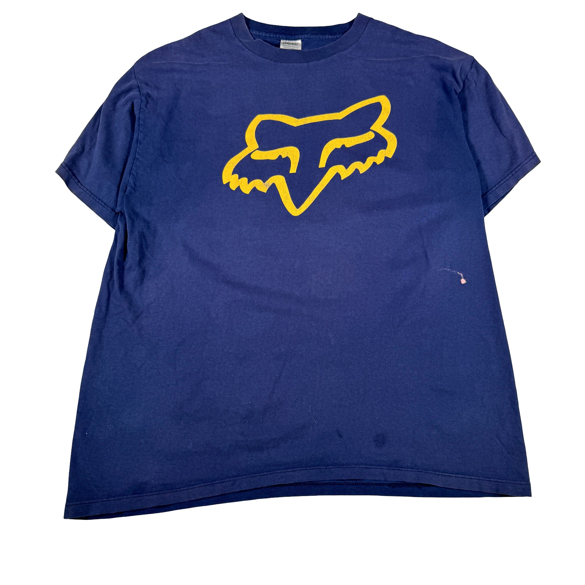 Fox Yellow Logo Single Stitch Made in USA Tee L
