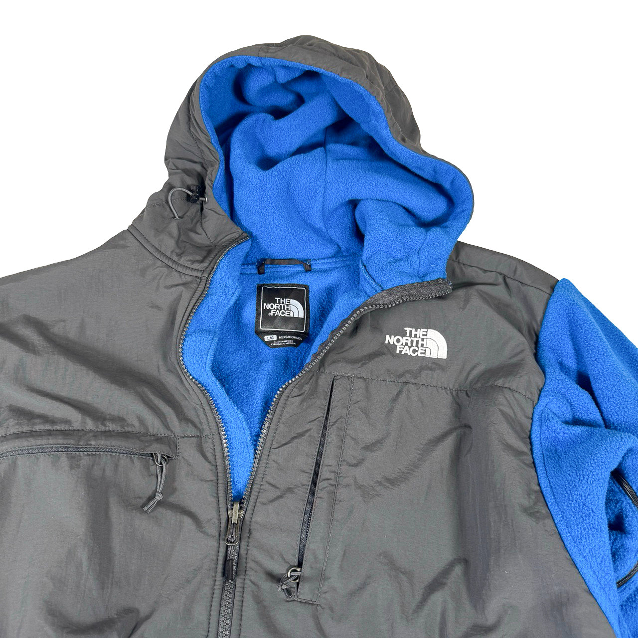 The North Face Hooded Fleece Jacket — 1990s Blue/Black Large