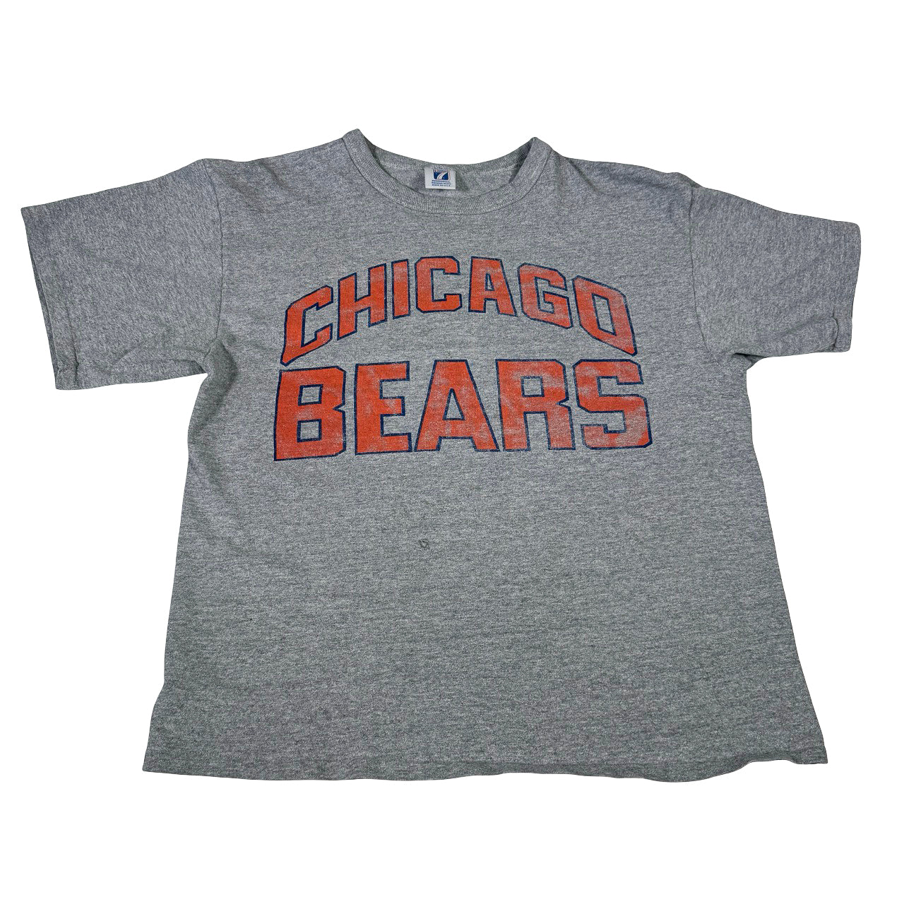 Logo Chicago Bears Tee — 1990s Orange Lettering Gray Cotton 21x24
