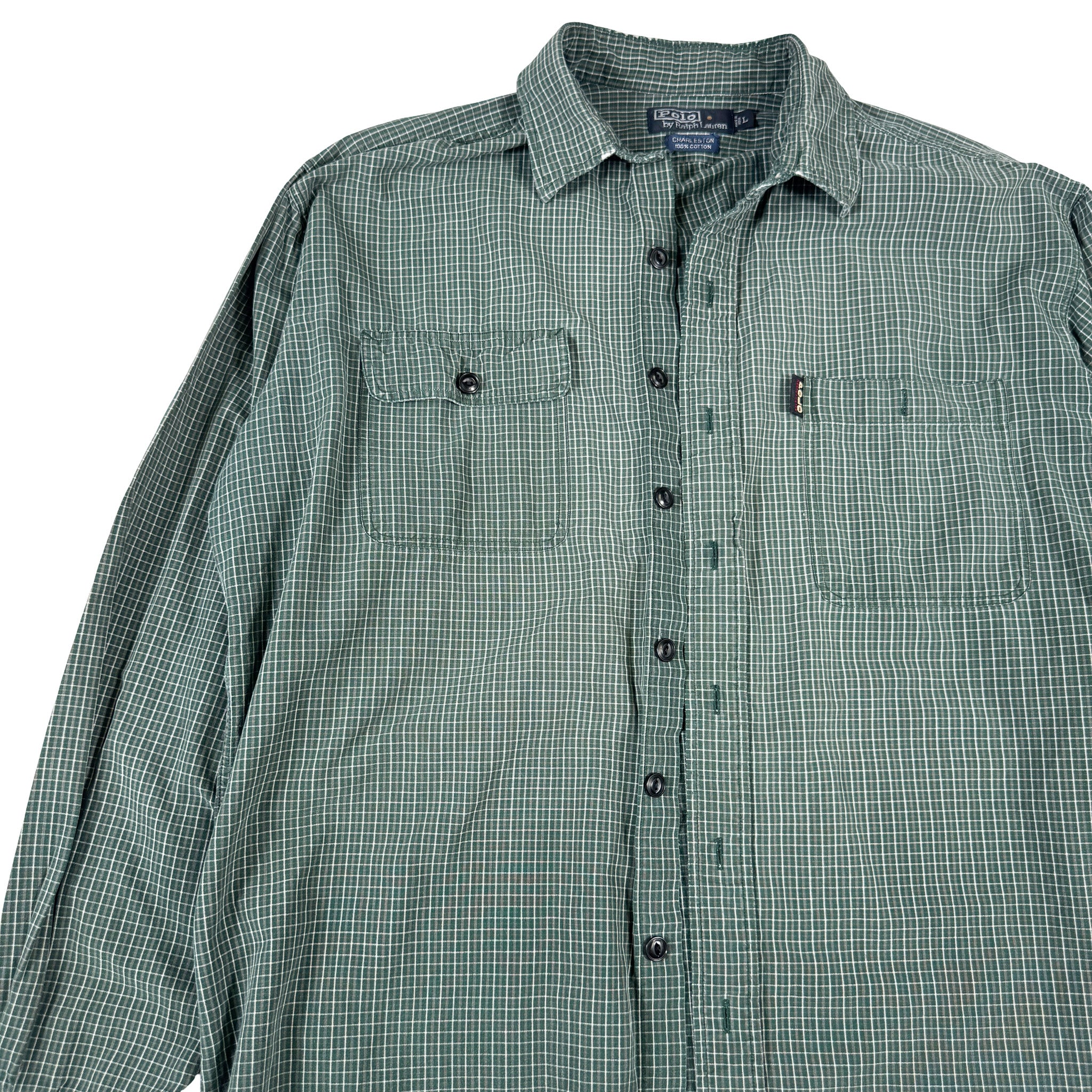 Ralph Lauren Green Plaid Button-up Long-sleeve L
