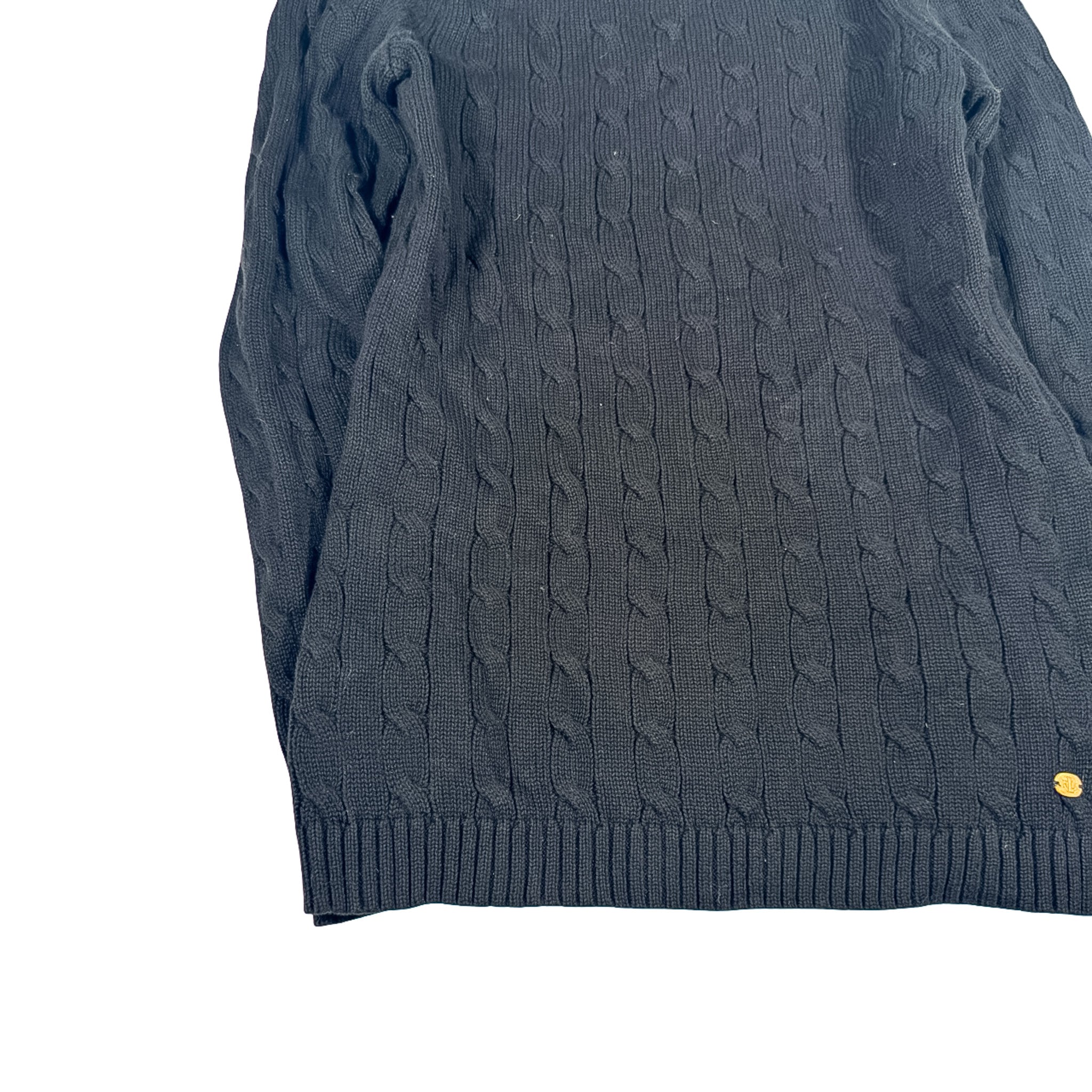 Ralph Lauren Black Knitwear with Gold Button Accents - M