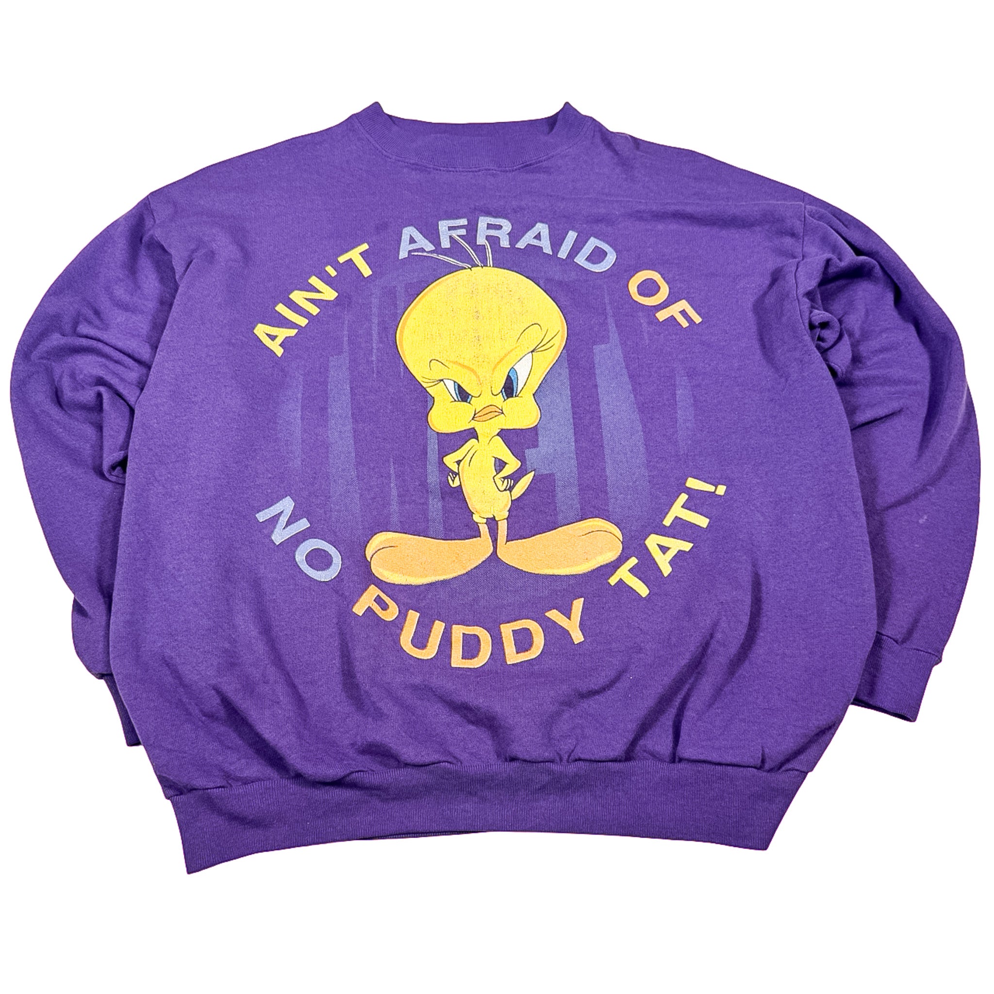Tultex Tweety Bird Purple Crewneck Sweatshirt Size L