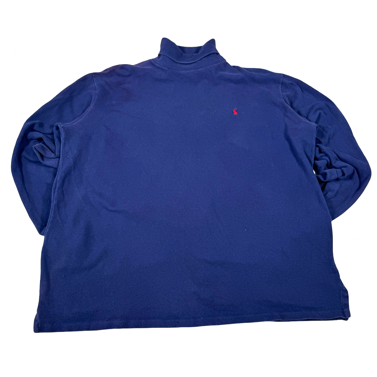 Ralph Lauren Navy Turtle Neck Sweatshirt — 1990s Red Logo XL