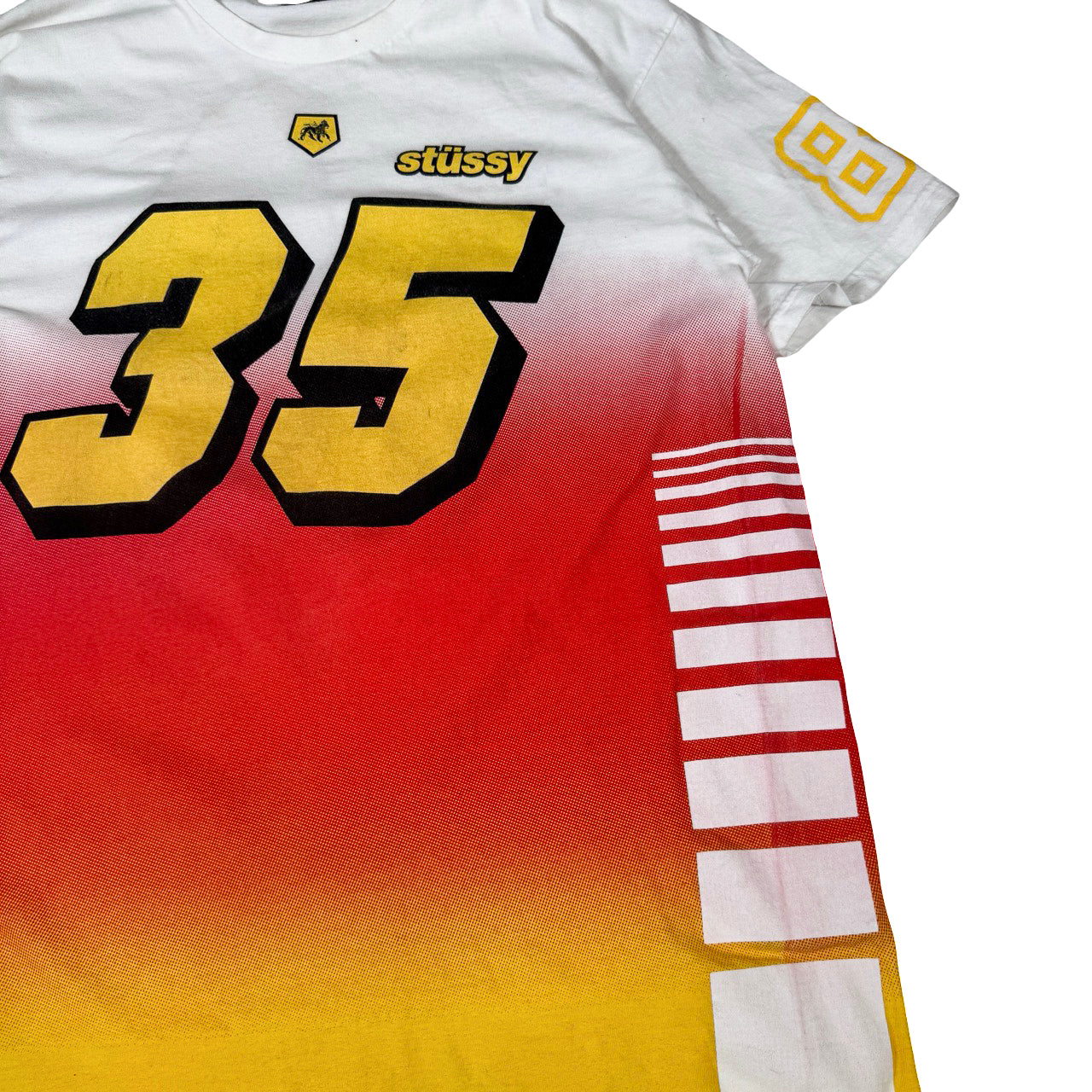 Stussy Studdy 35 Jersey Tee — 90s Graphic Print Large