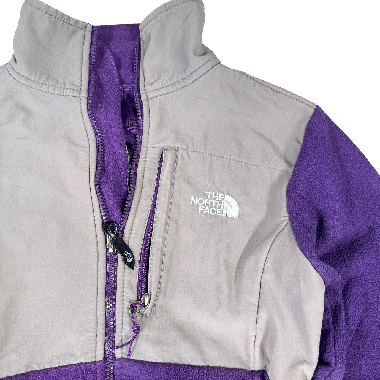 The North Face Purple Gray Fleece — Y2K Color Block Jacket Small