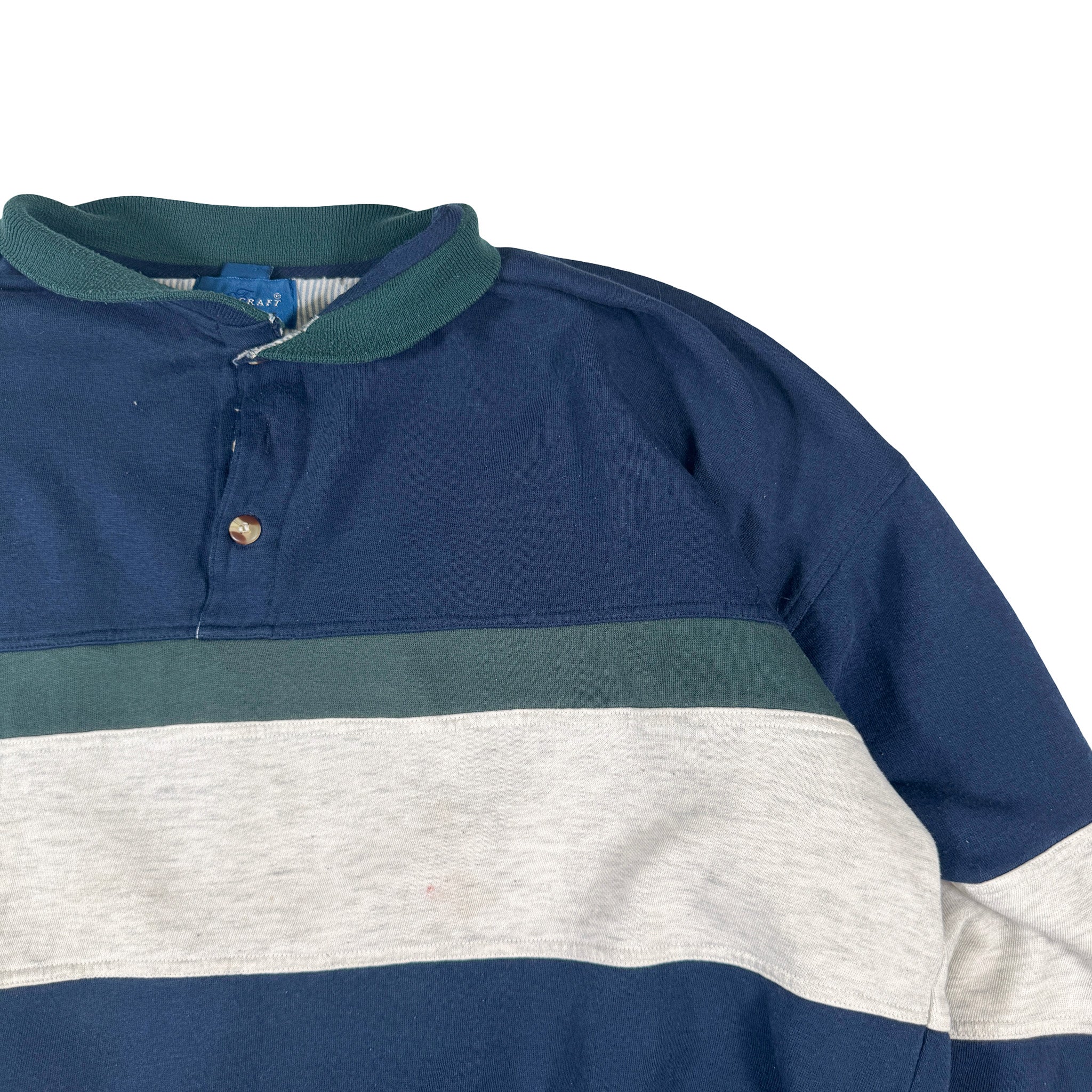 Towncraft Double Stitch White Striped Crewneck Sweatshirt XXL