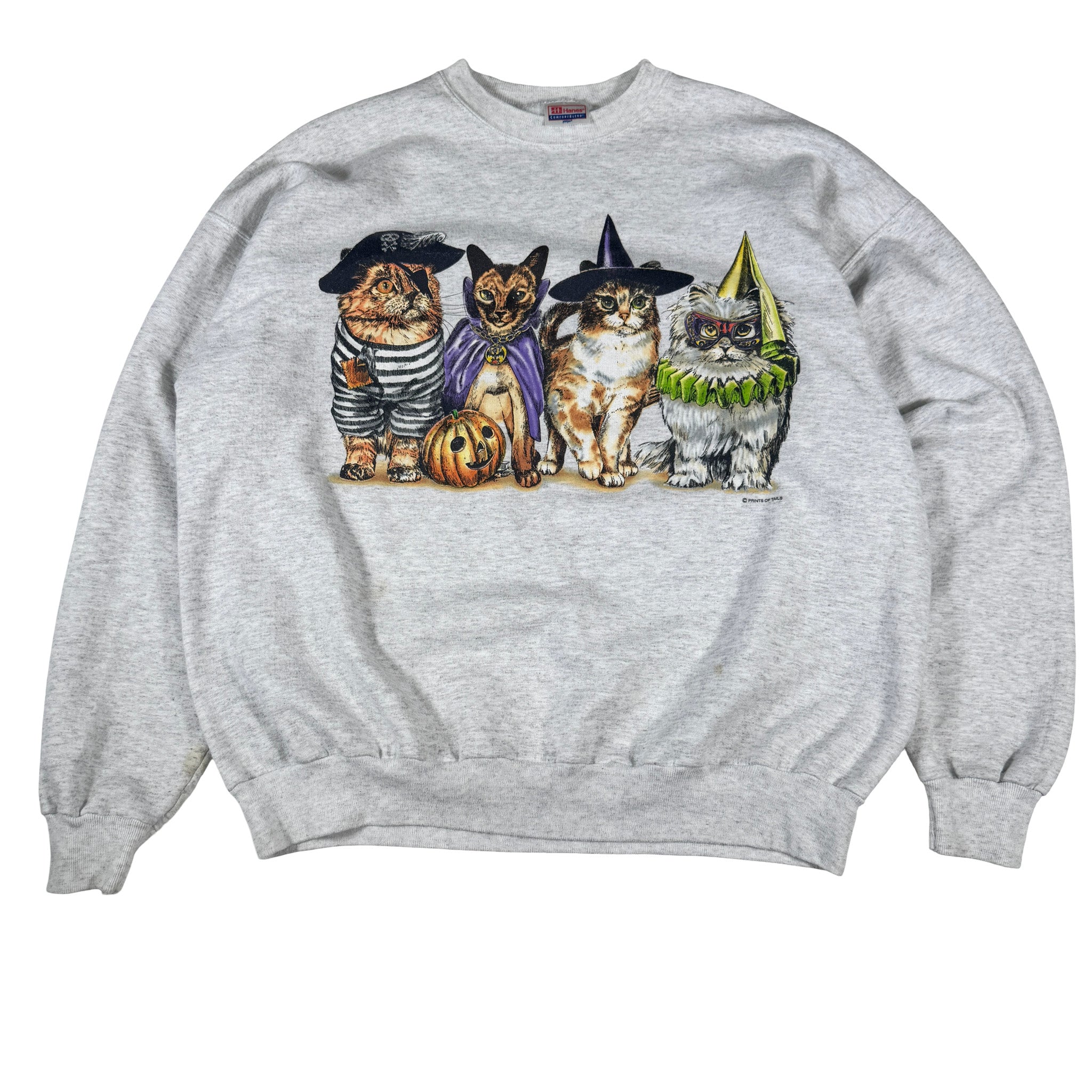 Hanes AOP Double Stitch 4 Halloween Cats Sweatshirt XL