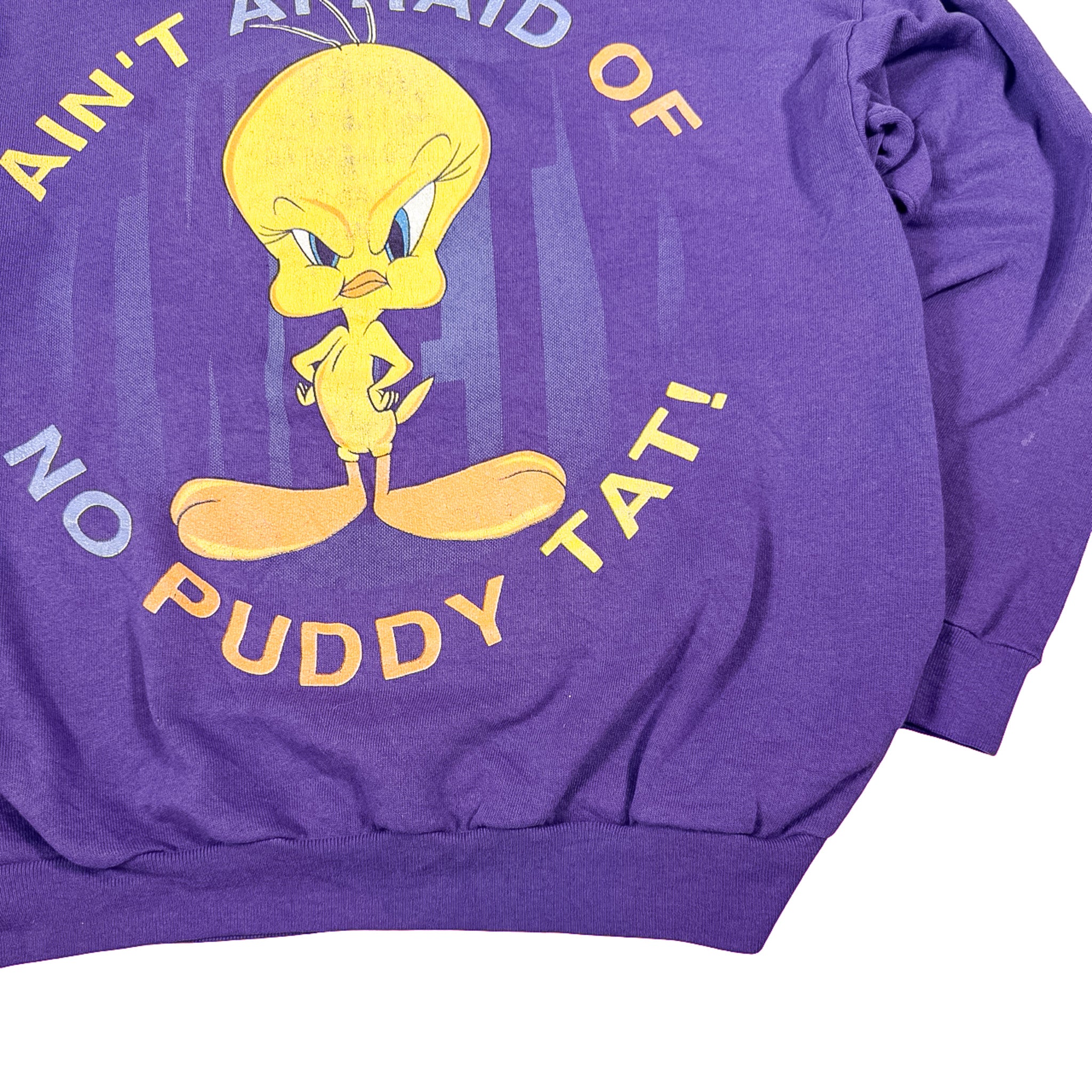 Tultex Tweety Bird Purple Crewneck Sweatshirt Size L