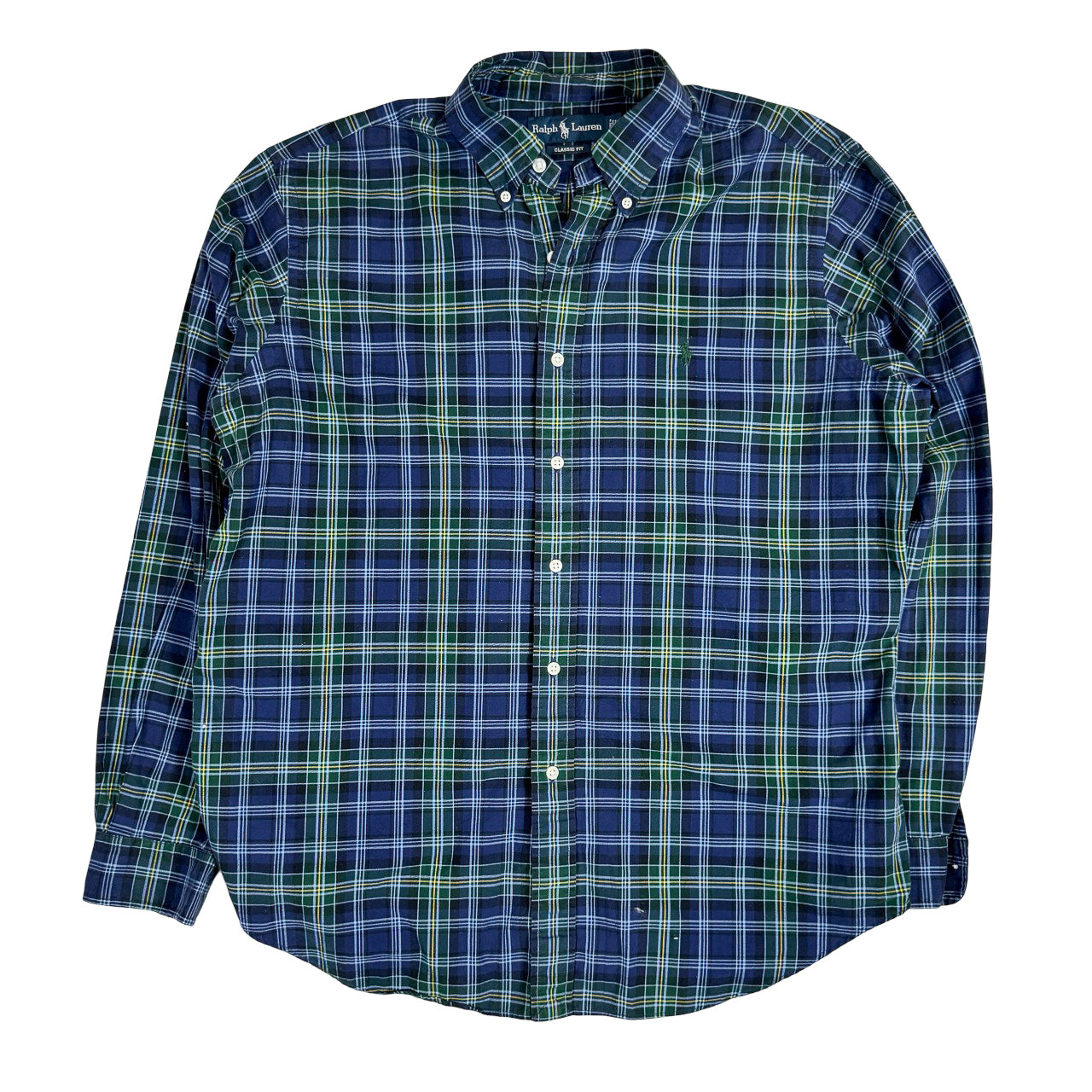 Ralph Lauren Blue and Green Plaid Button up  Vintage Button Up L