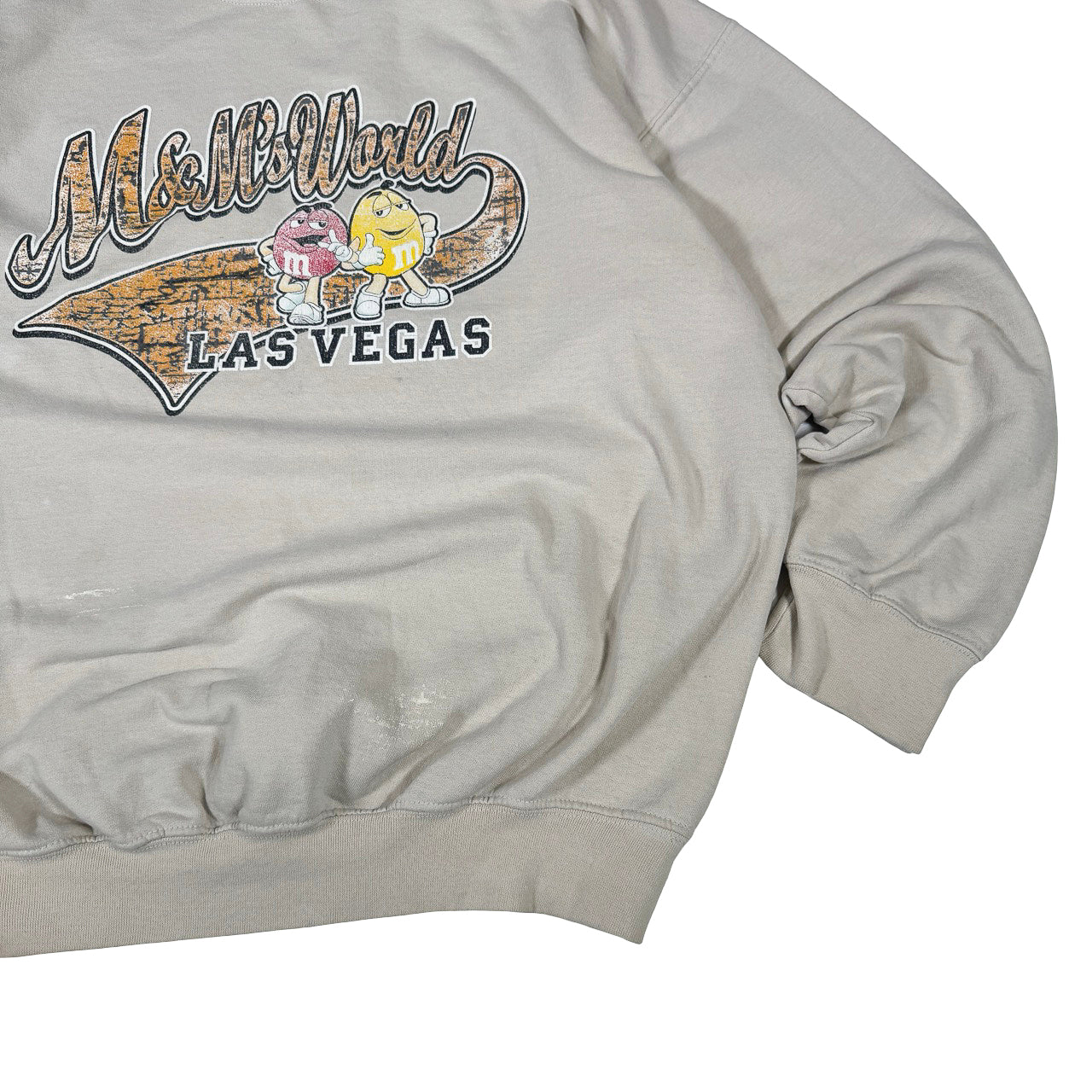 M&M M&Ms World Las Vegas Print Sweatshirt — 1990s Beige XL