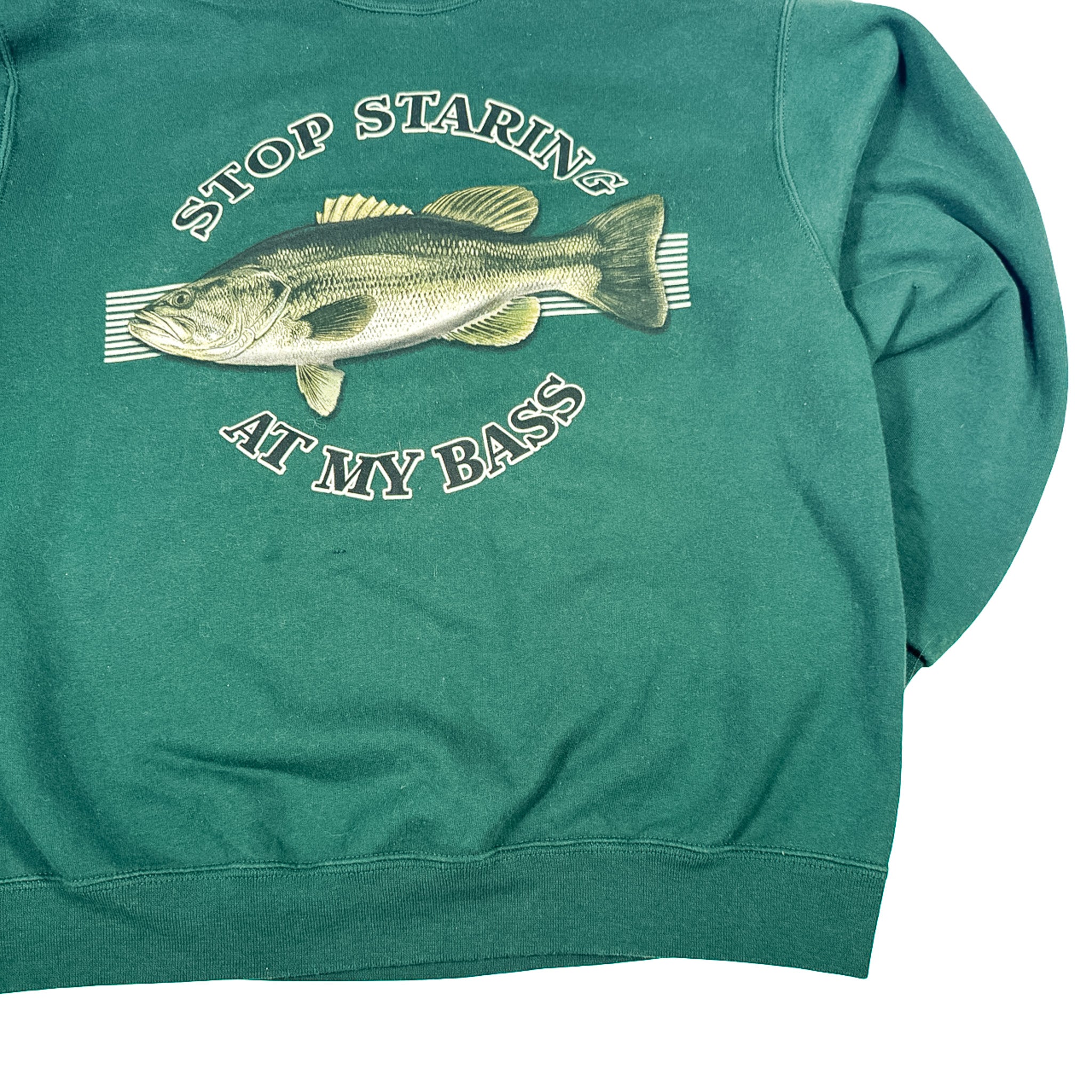 Bass Dark Green Crewneck Sweatshirt Stop Staring at my Bass Size 22x26