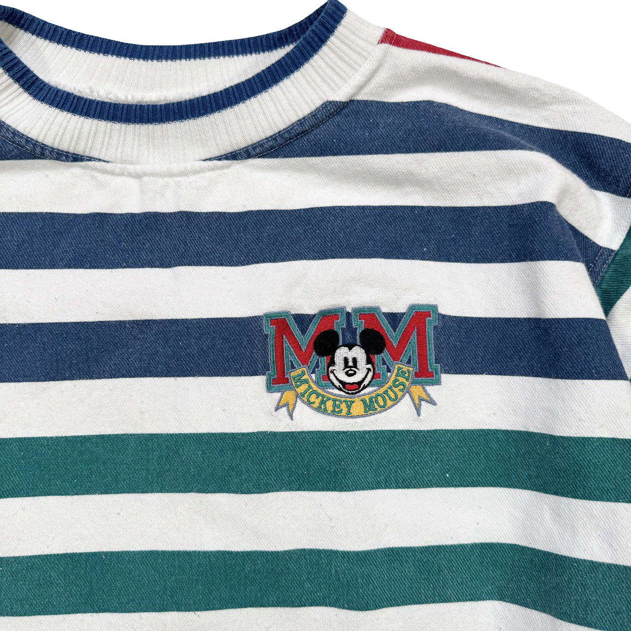 Vintage Disney Mickey Mouse Striped Crewneck