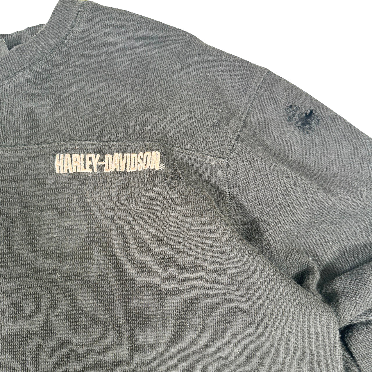 Harley Davidson Embroidered Sweatshirt — 2000s Distressed Crewneck L