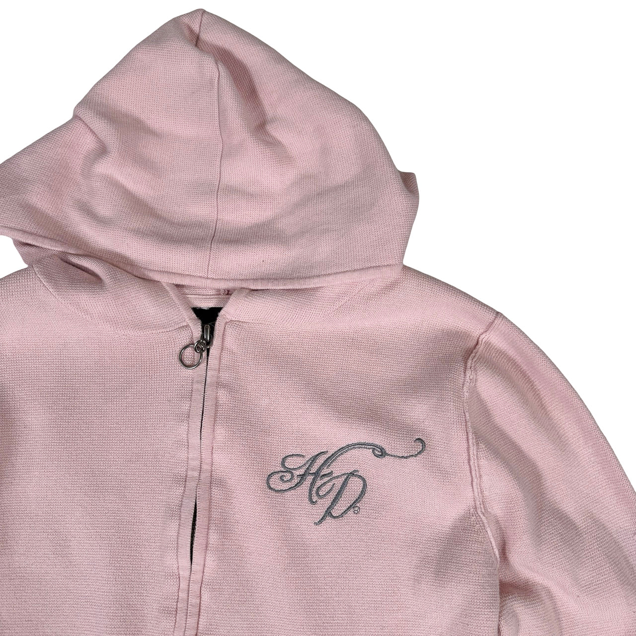 Harley Davidson Bedazzled Hoodie — 90s Coral Gray Large